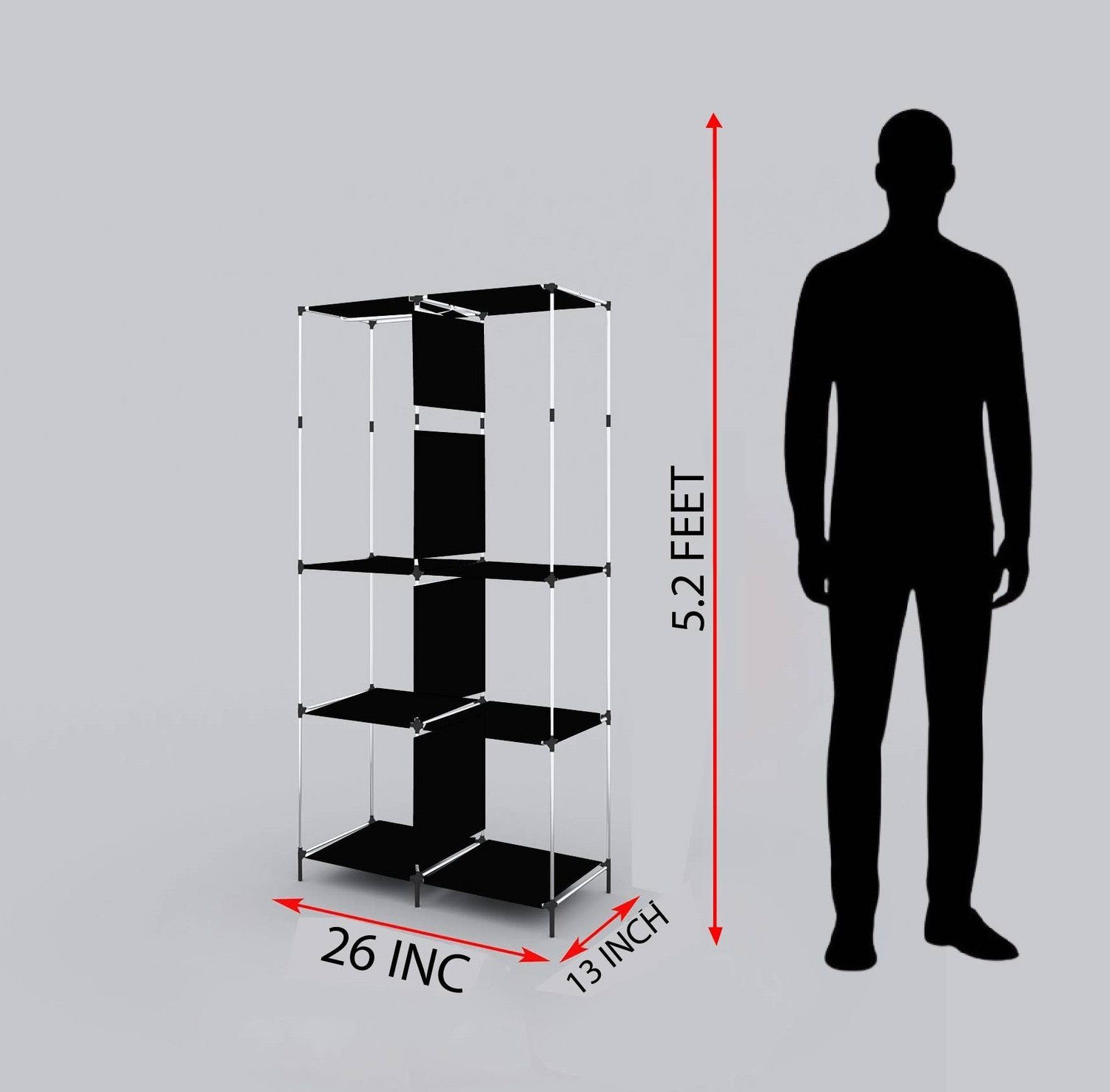 Image of Eco Shopee 3+3 Shelves Portable 7800-3 PP Collapsible Wardrobe