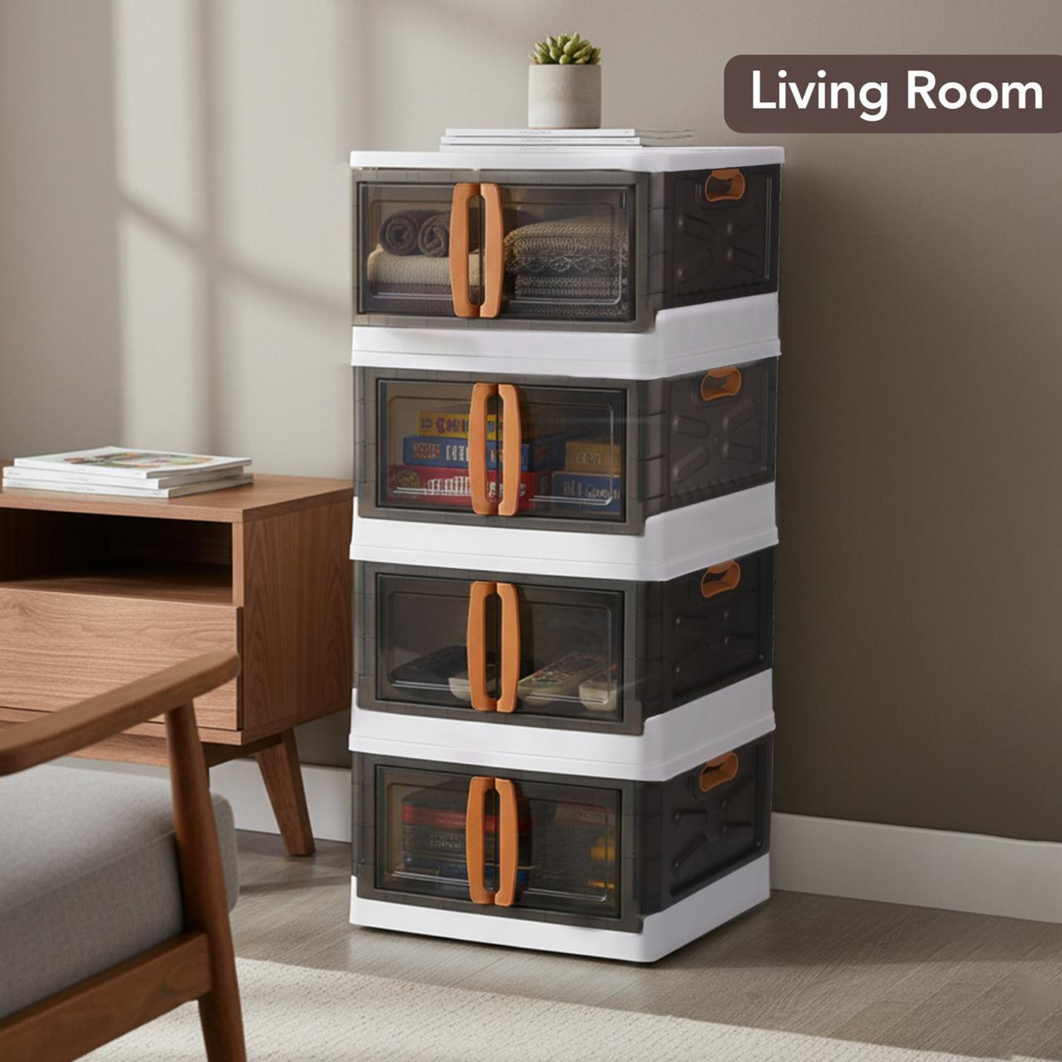 Image of Cello Plastic Cupboard For Storage, Foldable Cabinet for Clothes & Luggage Organizers PP Collapsible Wardrobe