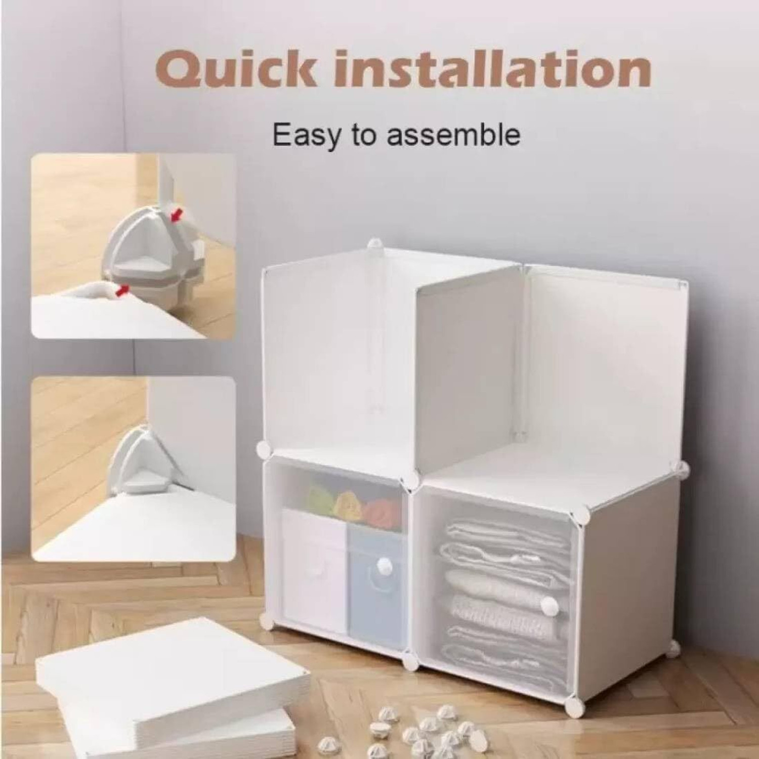 Image of Hemovia 10-Door 5-Shelf Collapsible storage plastic collapsible wardrobe PC Collapsible Wardrobe