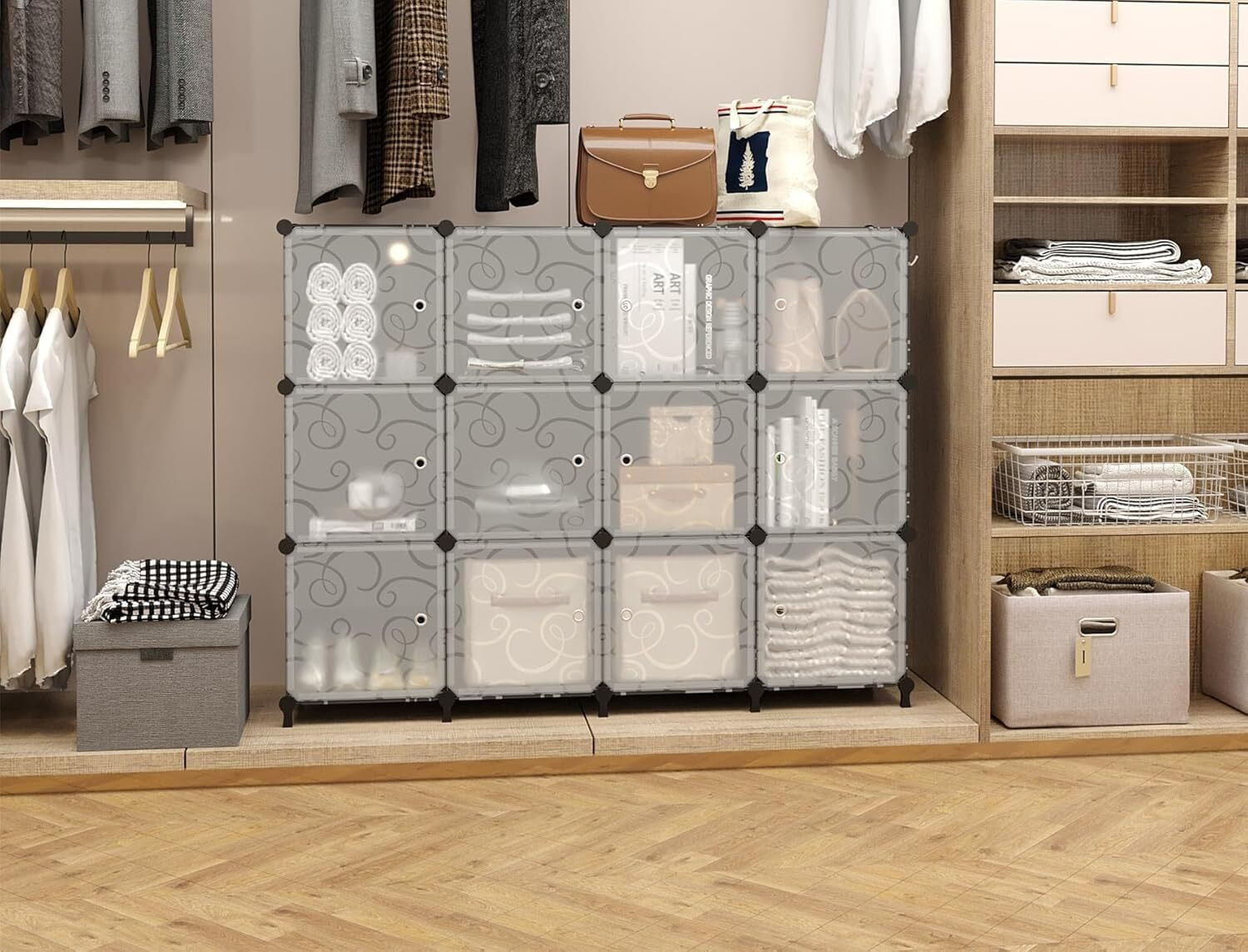 Image of COROID 3-Door-6 Shelf Plastic almari Cupboard of clothes Storage Rack Closest Organizer PC Collapsible Wardrobe