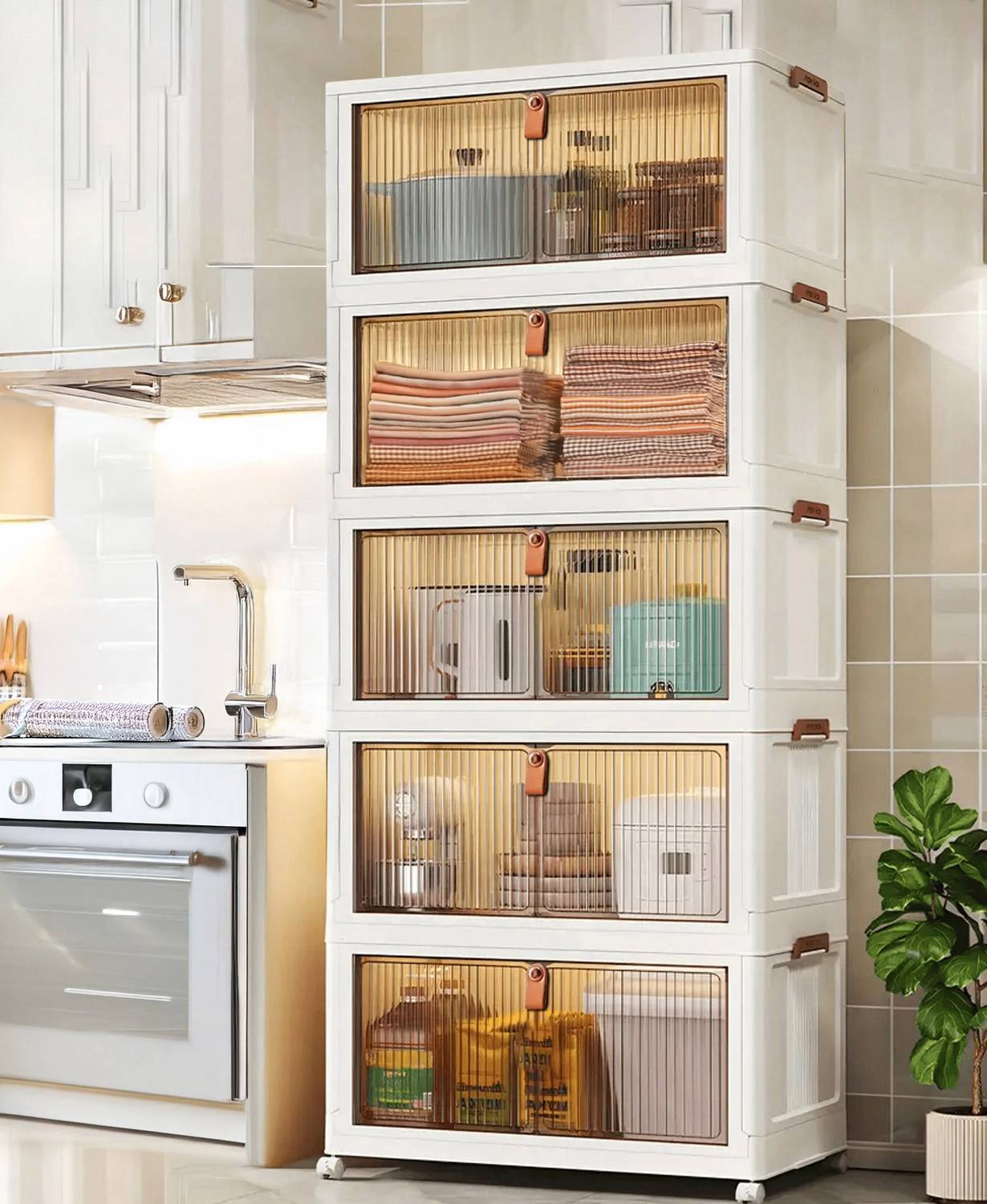 Sasimo 5-Door 5-Shelf Plastic Foldable Cupboard - Image 1