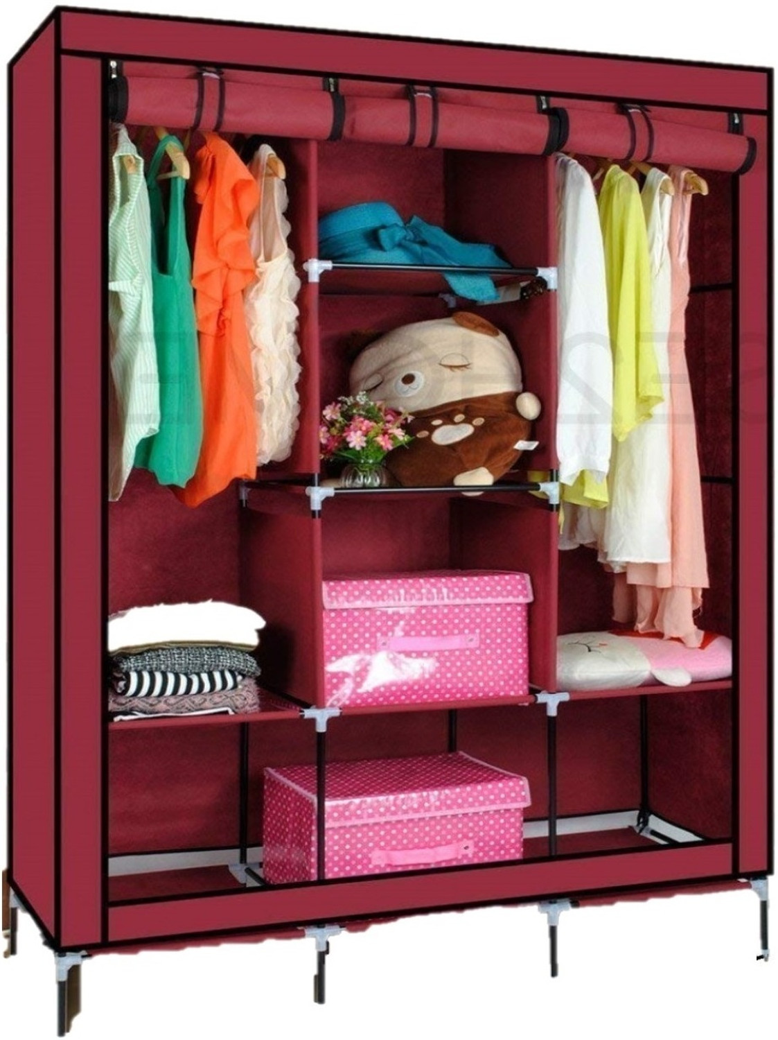 Image of SHYAM JI 8 layer Closet Clothes Storage Rack Quick And Easy To Assemble Foldable Almirah Carbon Steel Collapsible Wardrobe