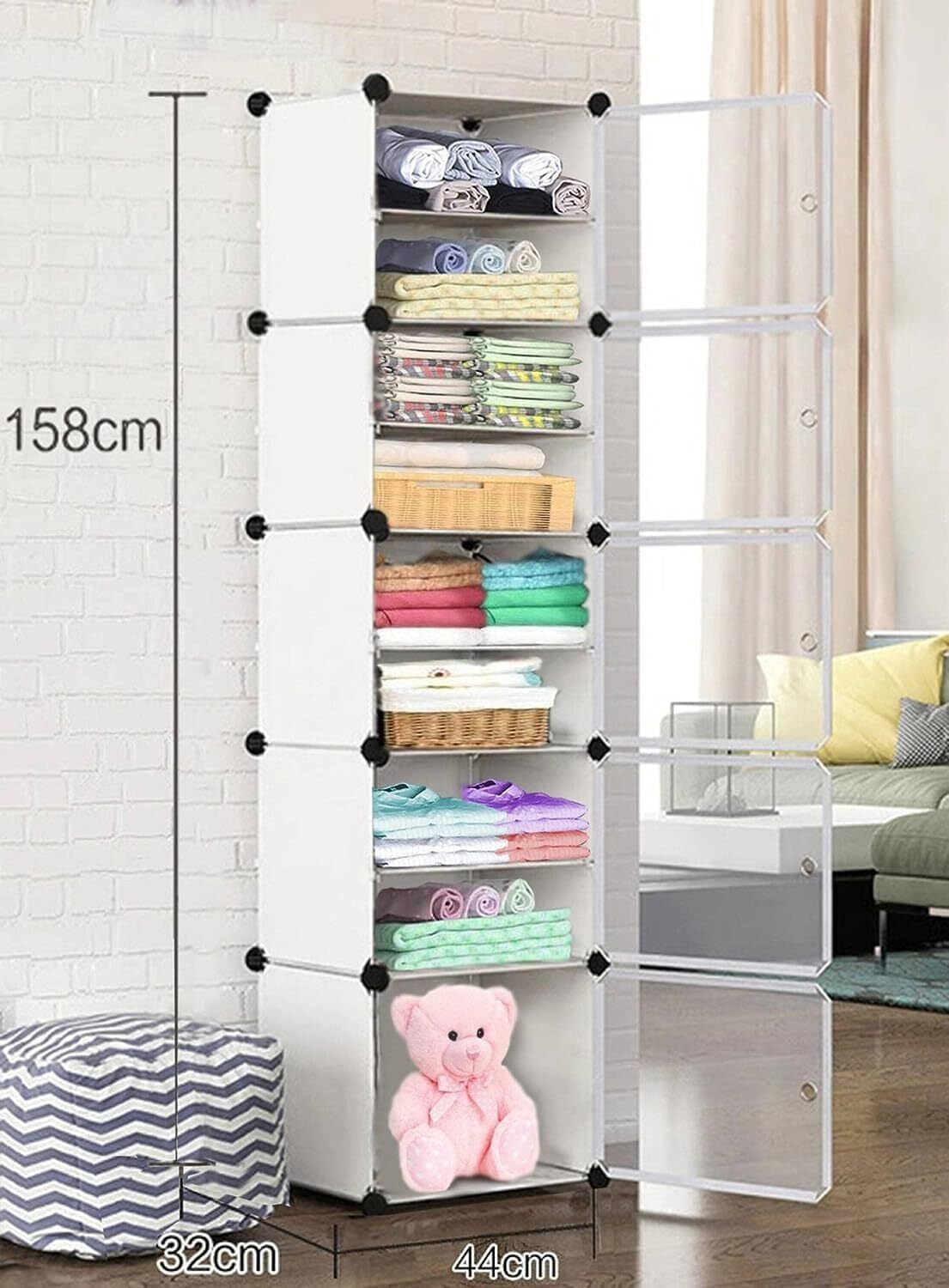 Image of Hemovia 10-Door 5-Shelf Collapsible storage plastic collapsible wardrobe PC Collapsible Wardrobe