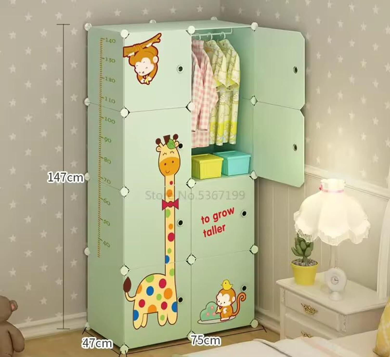 Image of Hemovia 8-Door 8-Shelf Plastic kids Collapsible Cupboard PC Collapsible Wardrobe PC Collapsible Wardrobe