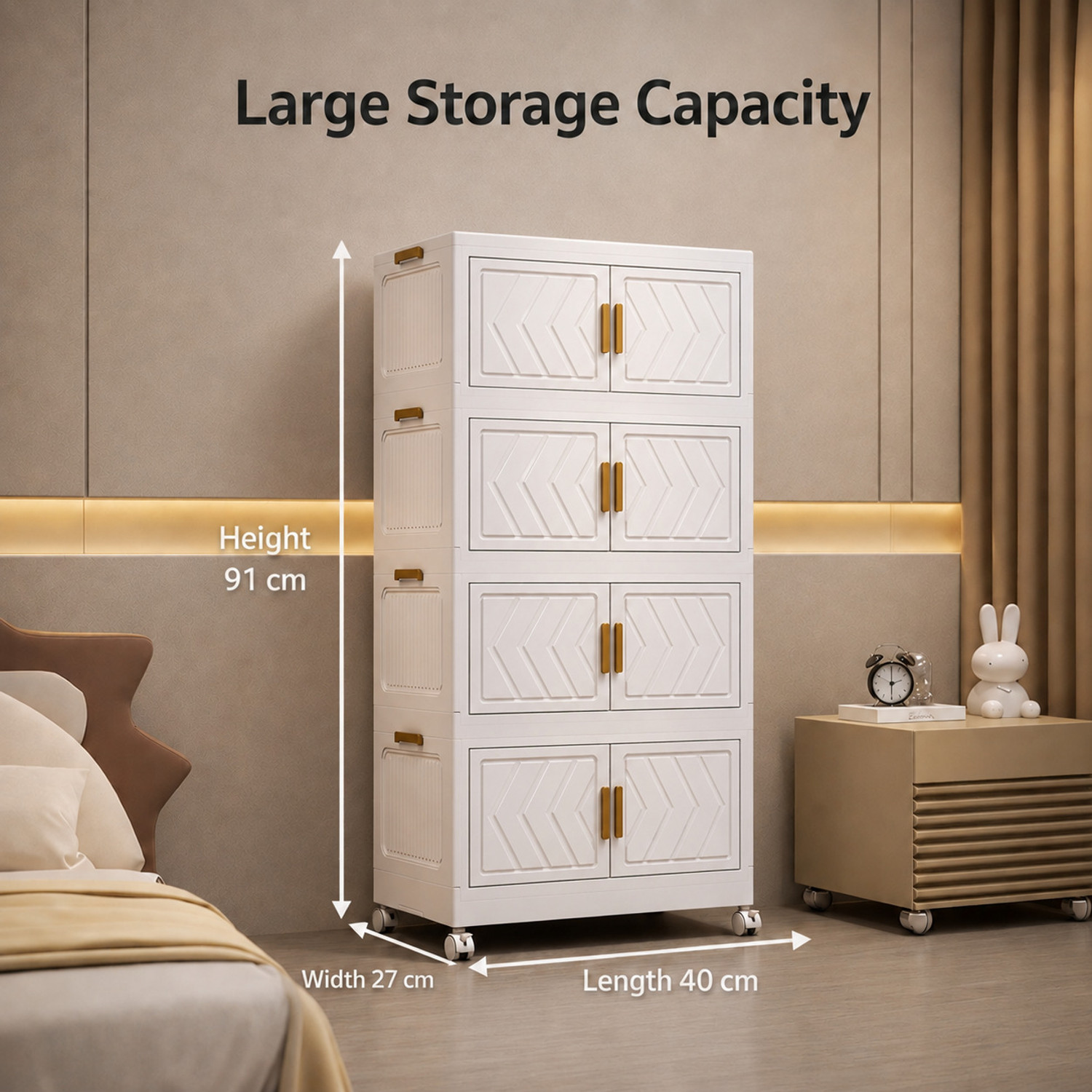 Image of Sasimo 4-Tier Plastic Foldable Cupboard PC Collapsible Wardrobe
