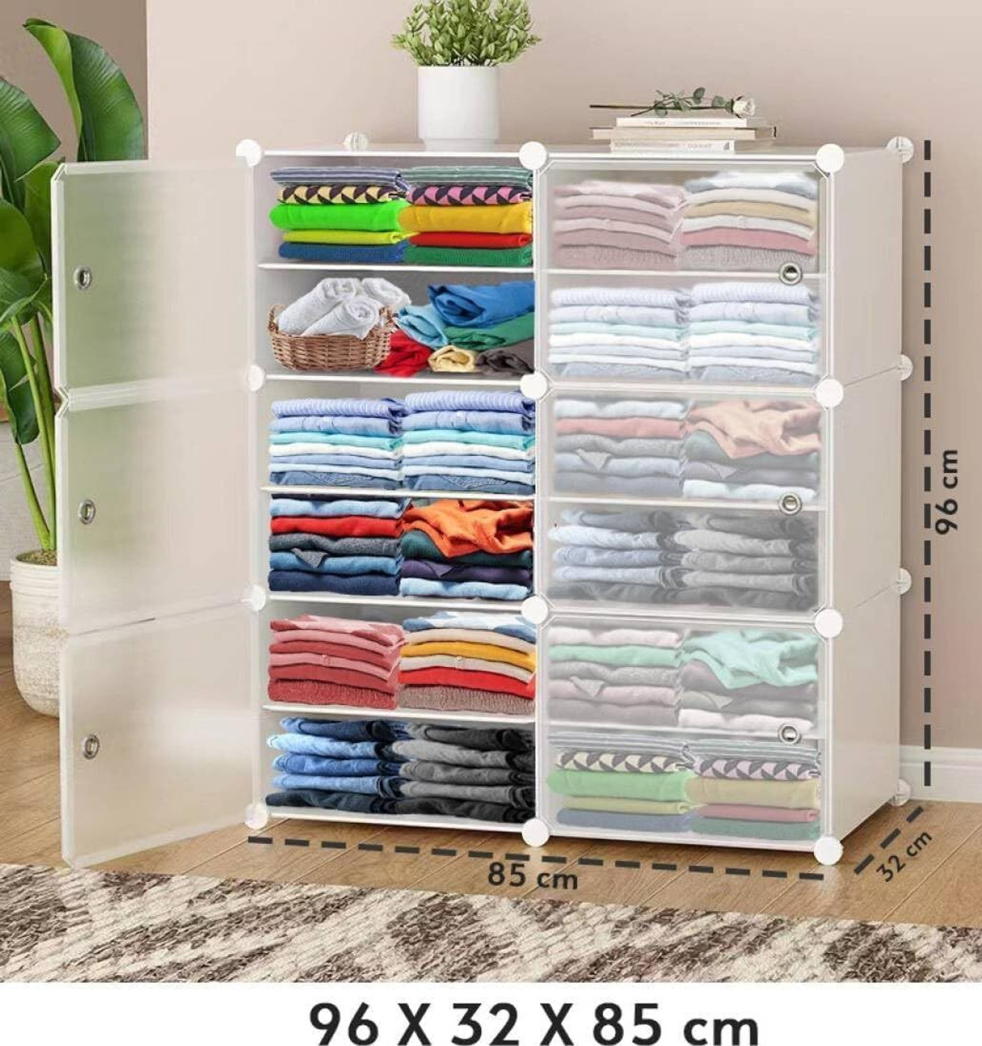 Image of Hemovia 12-Door 6-Shelf Collapsible storage plastic collapsible wardrobe PC Collapsible Wardrobe