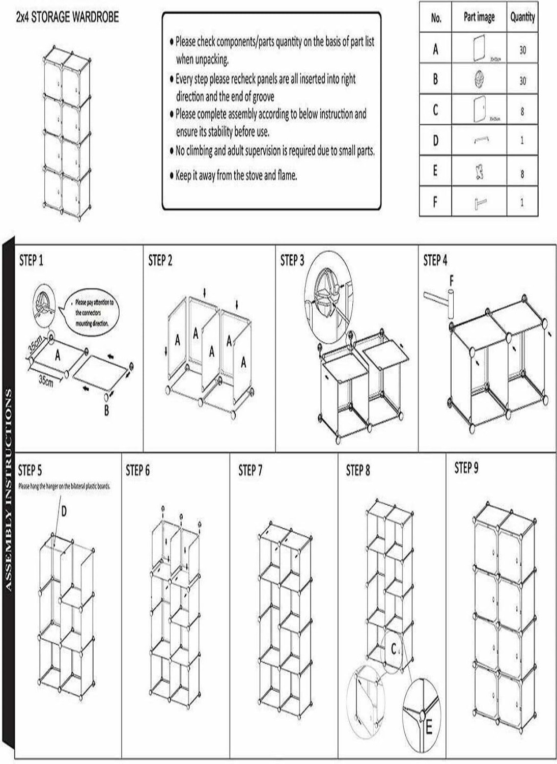 Image of Hemovia 8-Door 8-Shelf Collapsible storage plastic collapsible wardrobe PC Collapsible Wardrobe