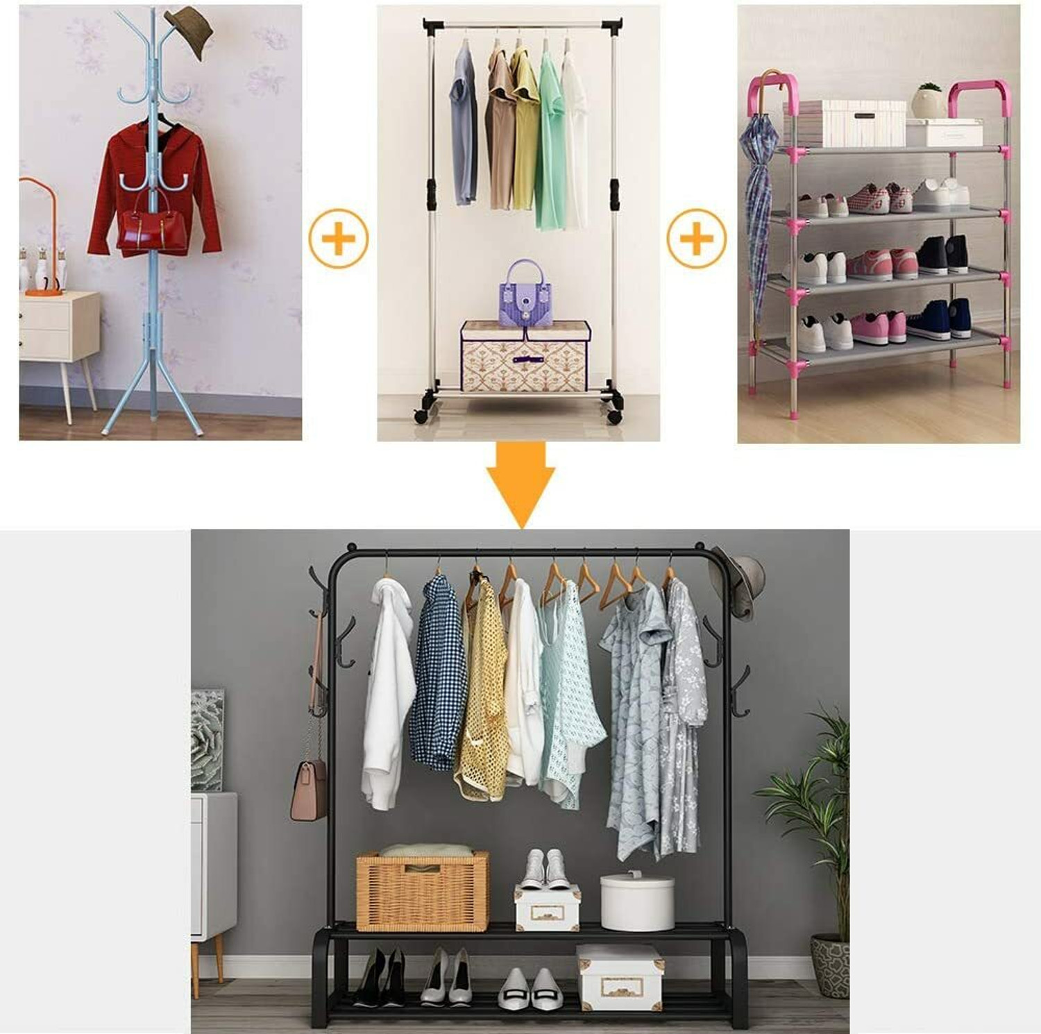 Image of FORMONIX Heavy Duty Clothes Coat Stand Closet Organizer Metal Coat and Umbrella Stand