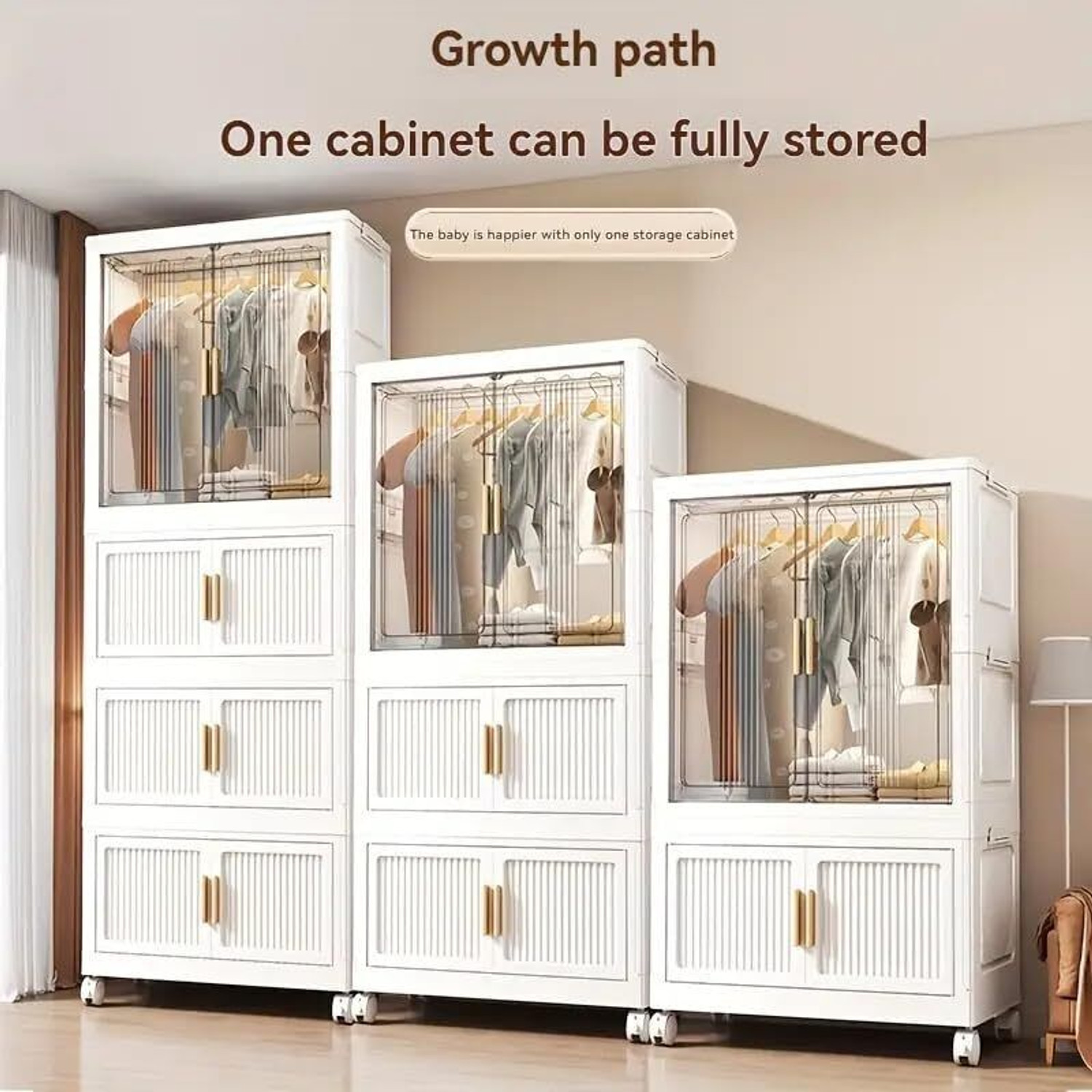 Image of LUHI 1-Wardrobe 4-Door 4-Shelf Plastic Collapsible Cupboard PC Collapsible Wardrobe PP Collapsible Wardrobe
