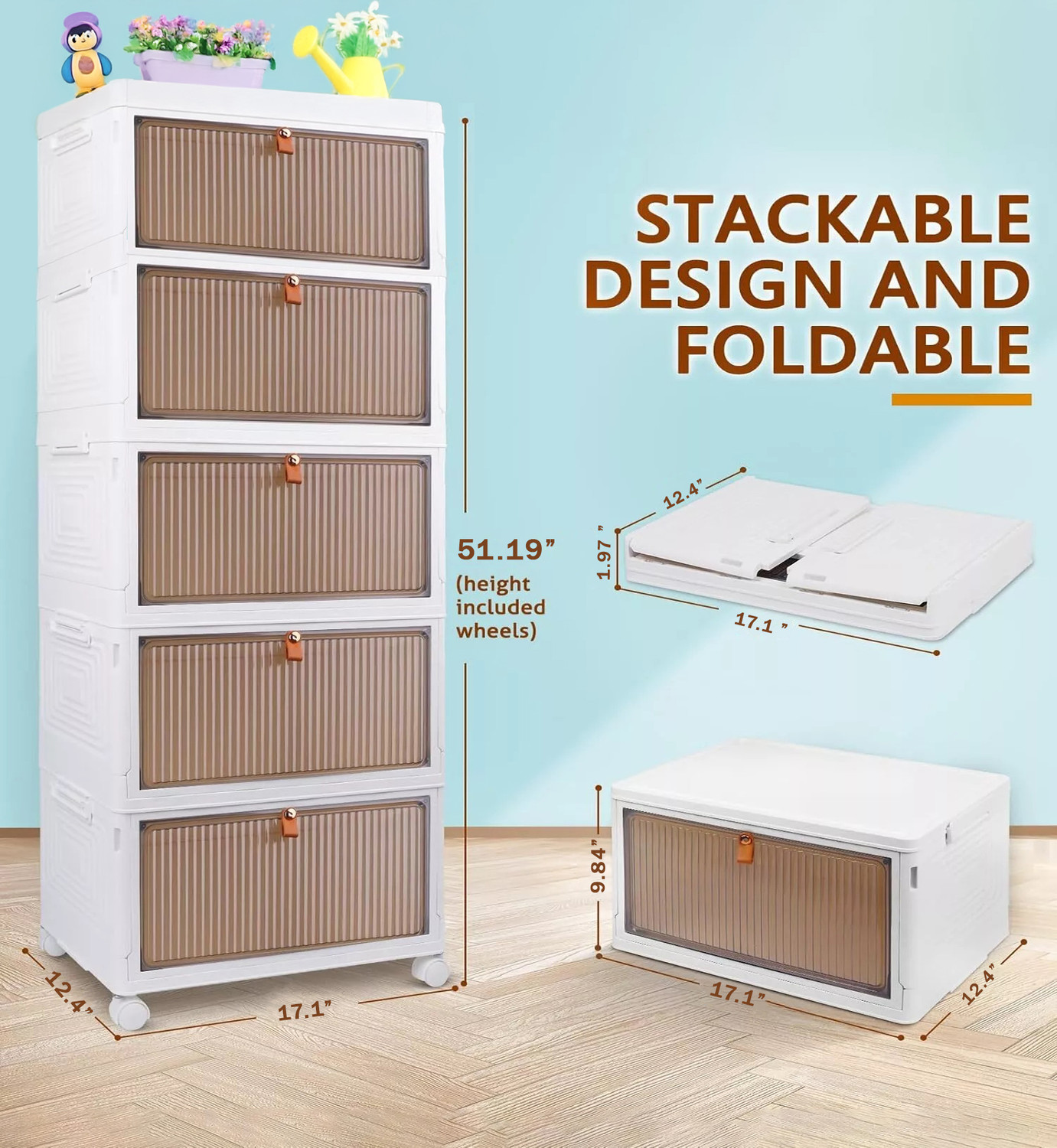 Image of FORMONIX 5-Shelves Closet Organizers And Folding Storage Boxes PC Collapsible Wardrobe