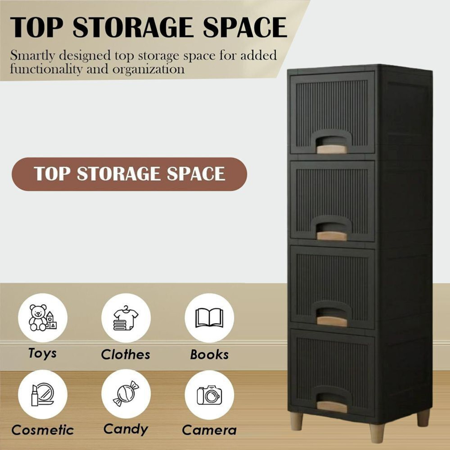 Image of GROTHEORY Professional Drawer Office Desk Organizer Cabinet Plastic Free Standing Cabinet