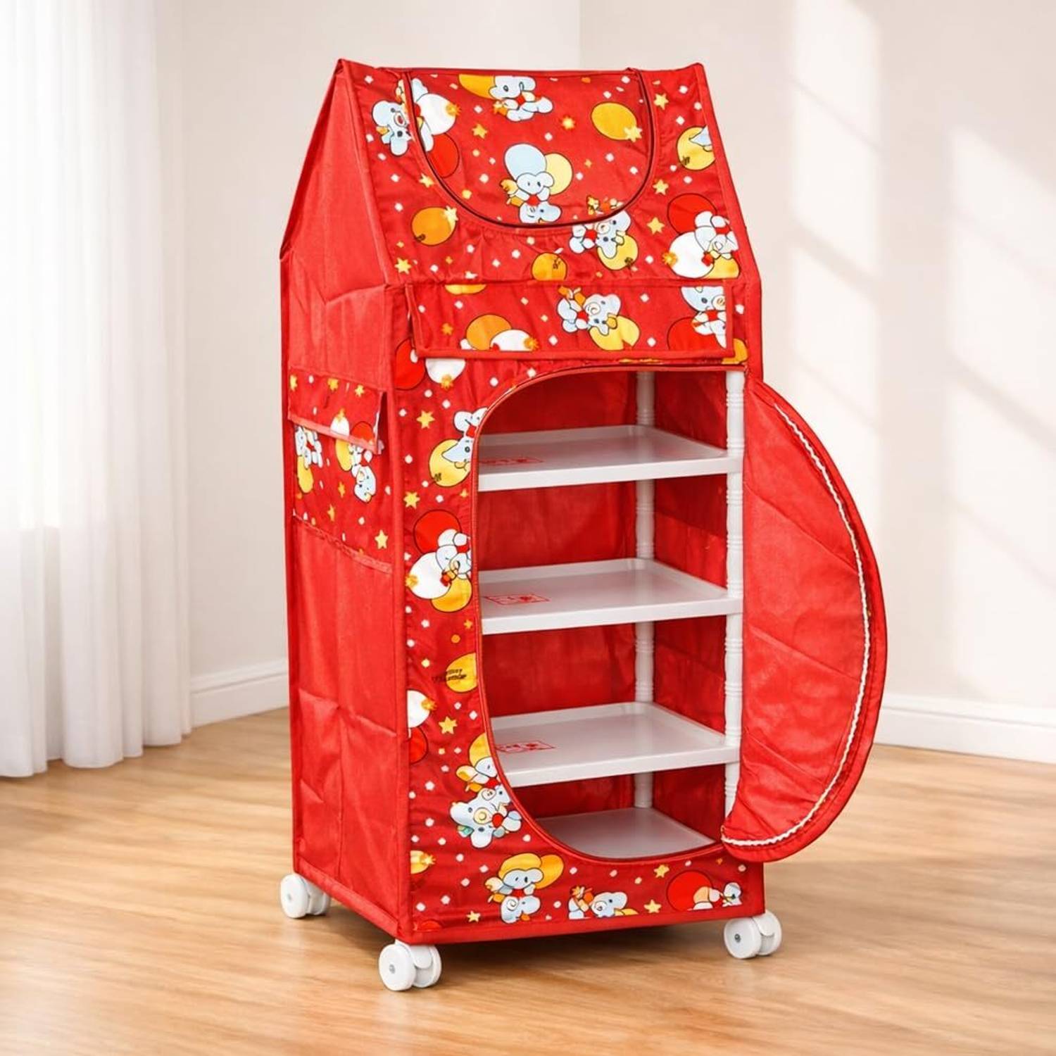 Babyjoys Babyjoys Baby Wardrobe Organizer with 4 Shelves Polyester Collapsible Wardrobe