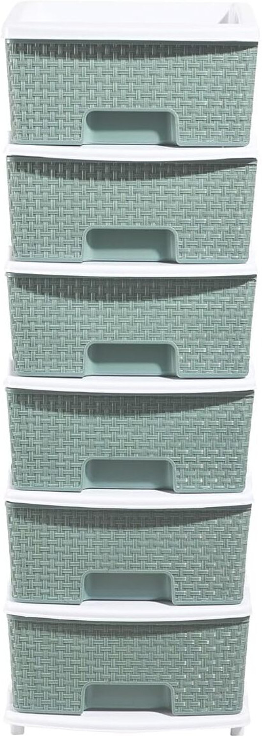 Image of ASHLAS 6 Plastic Modular Drawer Storage Chest Of Drawers Organizer PP Collapsible Wardrobe