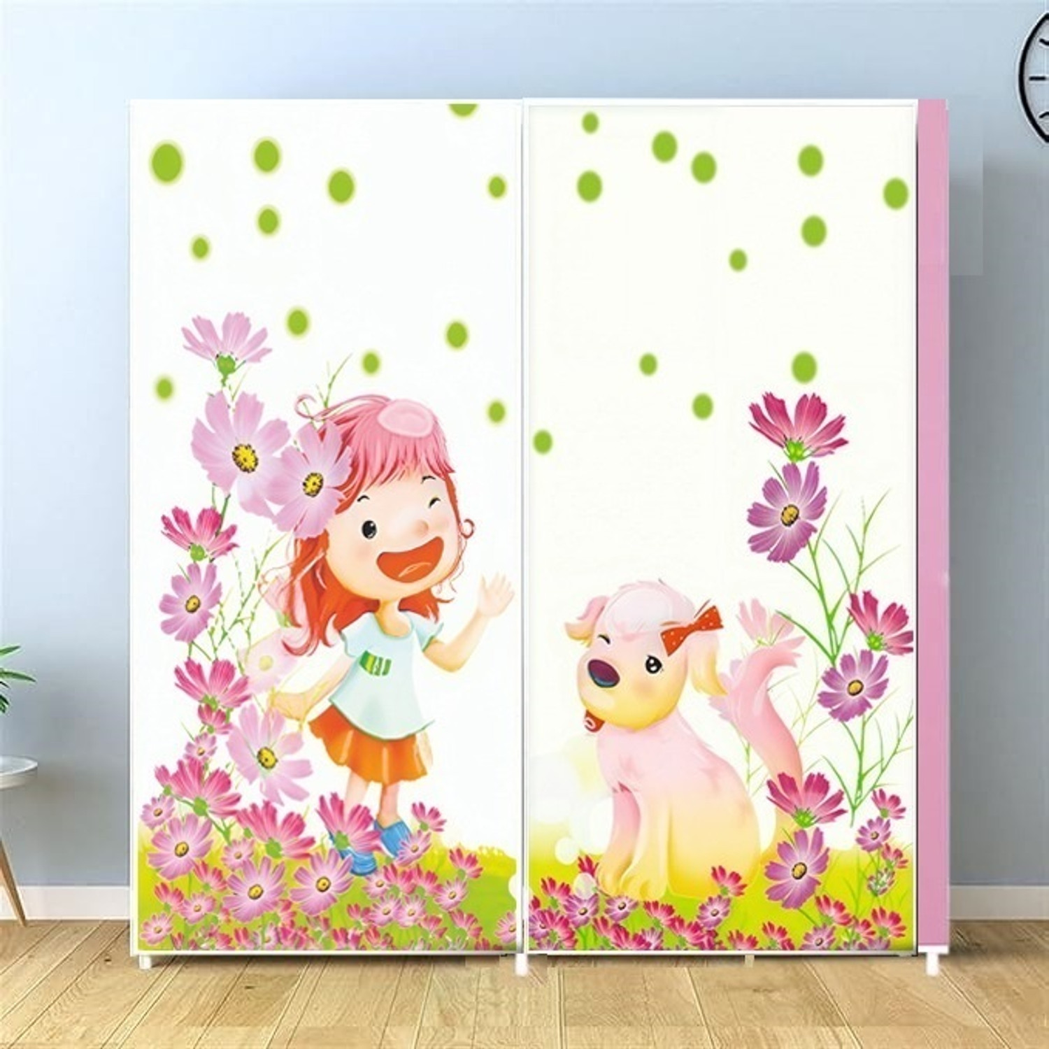 Image of CMerchants 12L Little Girl Dog Printed Rack Carbon Steel Collapsible Wardrobe