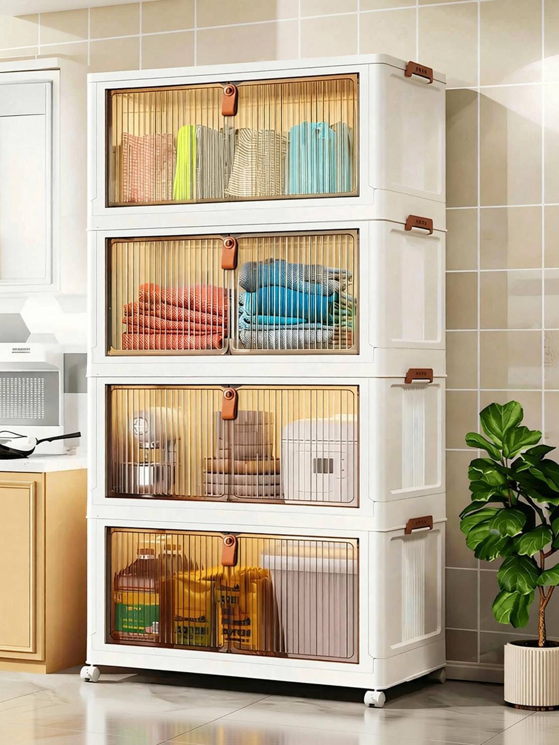 Sasimo 4-Door 4-Shelf Plastic Foldable Cupboard - Image 3