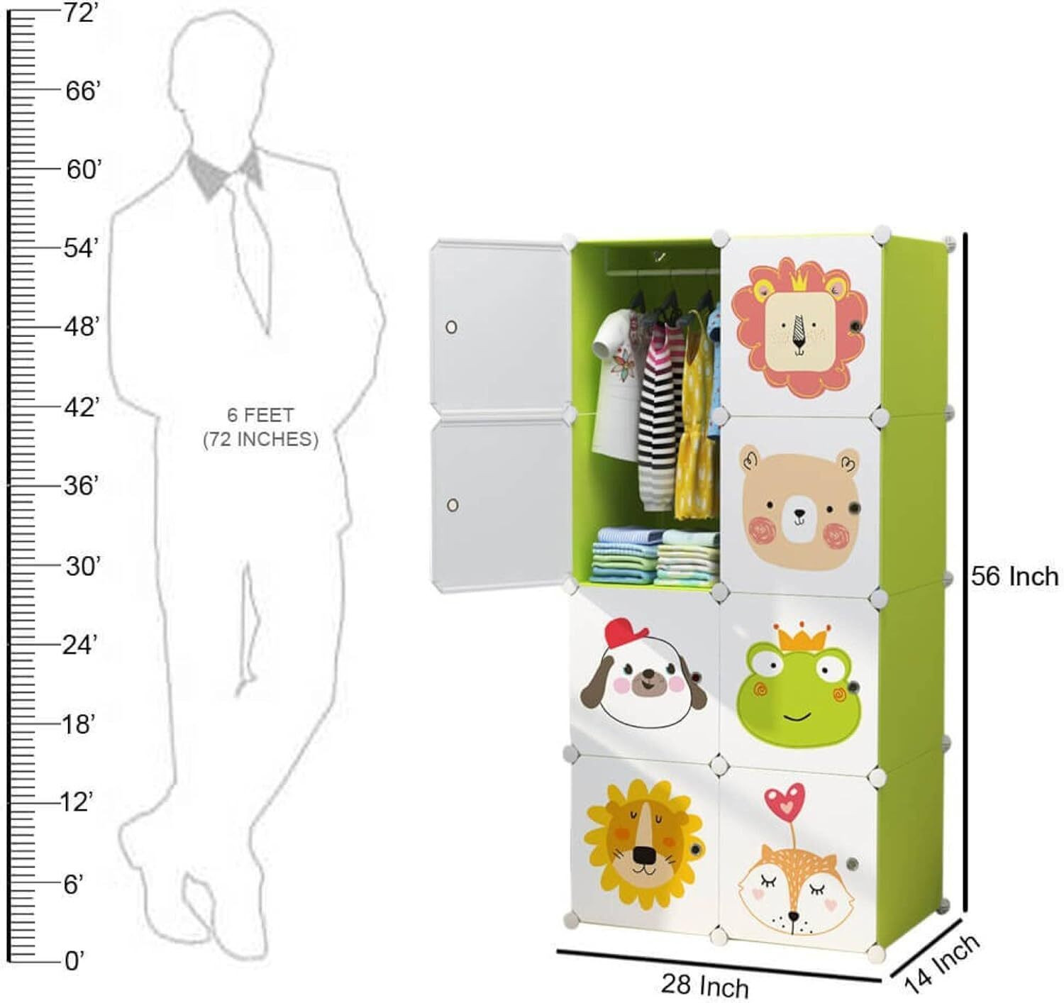 Image of Hemovia 8-Door 8-Shelf Collapsible storage plastic collapsible wardrobe PC Collapsible Wardrobe