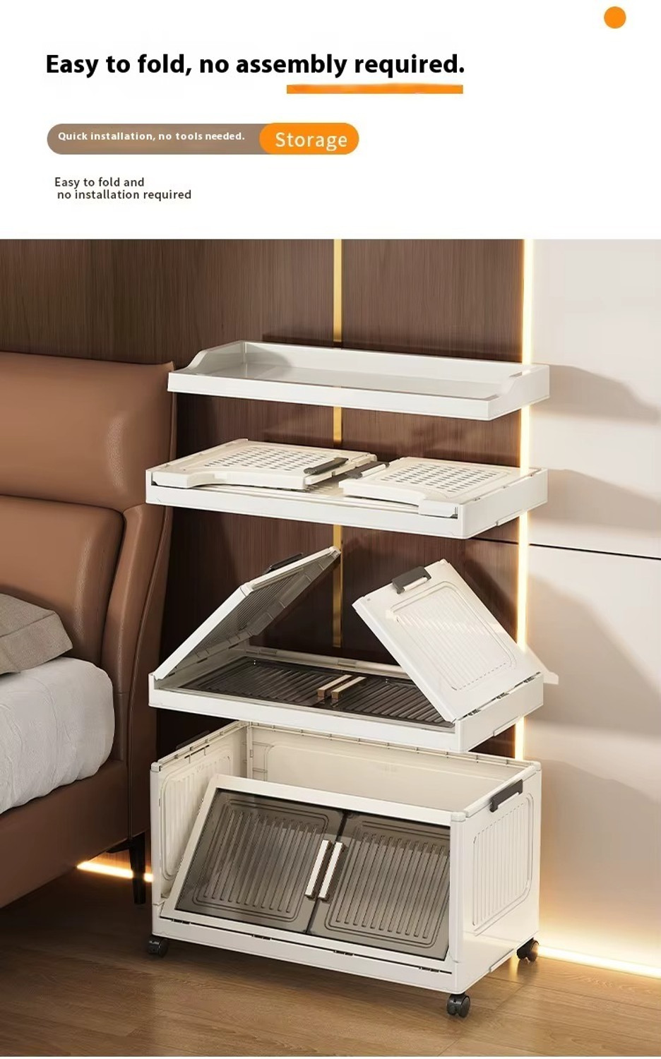 Image of Sasimo 1-Wardrobe 2-Door 2-Shelf Plastic foldable Cupboard PC Collapsible Wardrobe