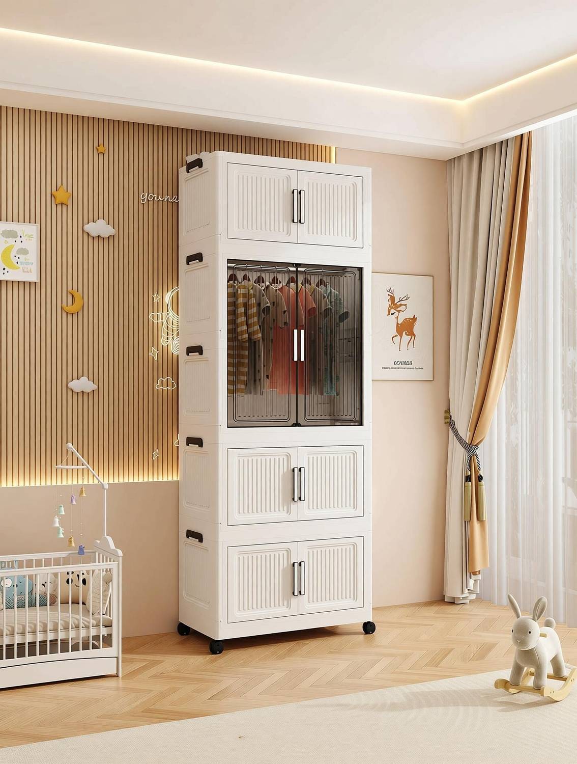 Sasimo 4-Door 4-Shelf Plastic Collapsible Wardrobe - Image 5