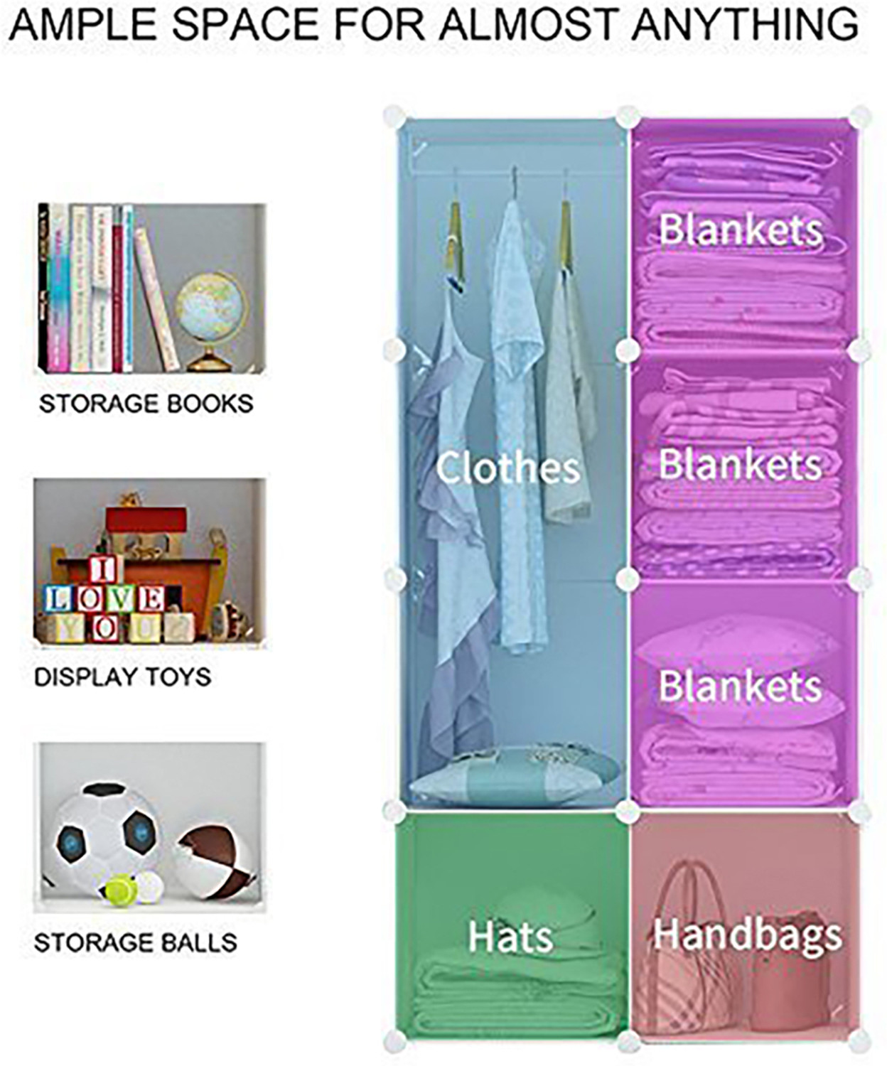 Image of Sasimo 6-Door 6-Shelf Plastic kids Collapsible Cupboard PC Collapsible Wardrobe