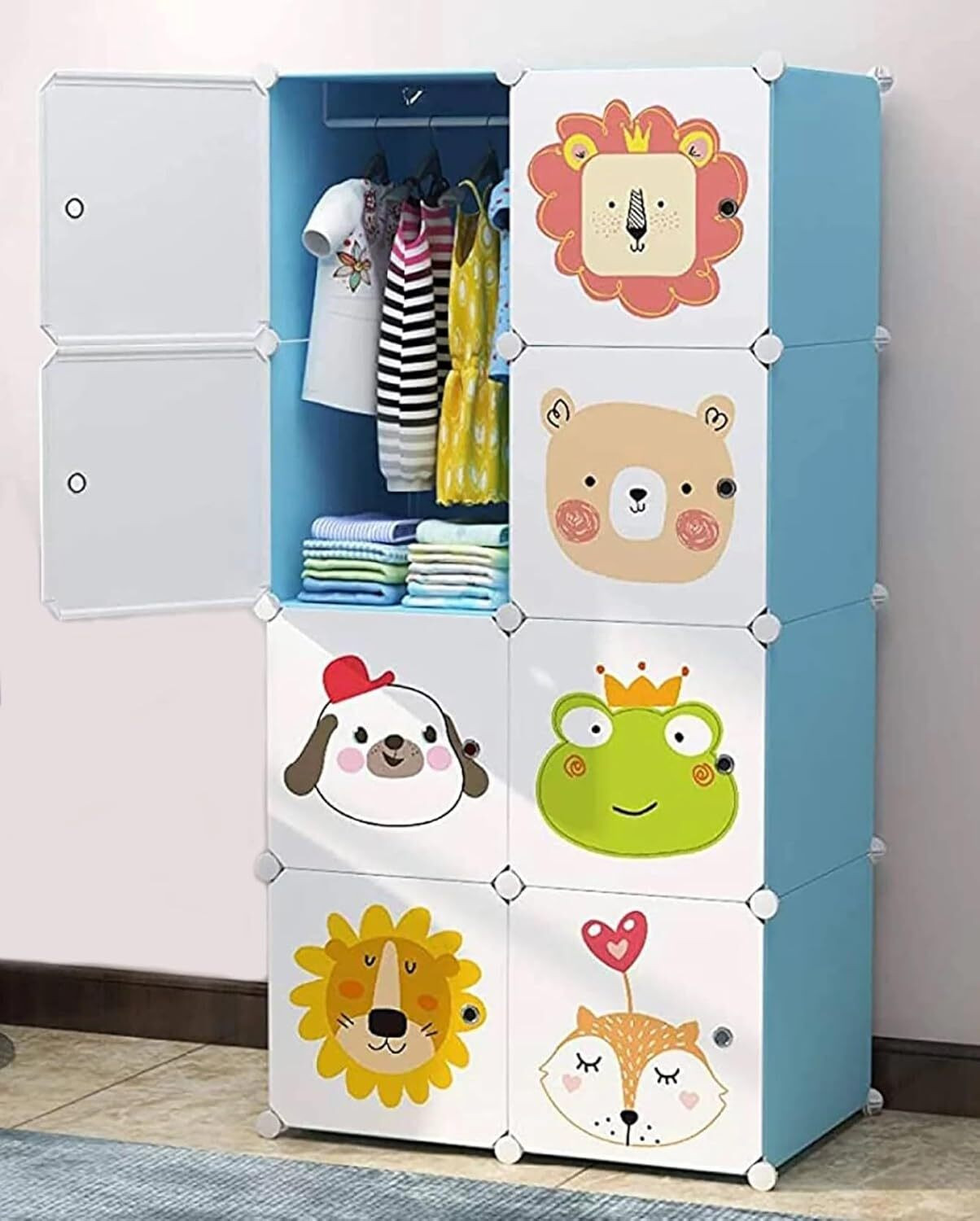 Image of Hemovia 8-Door 8-Shelf Collapsible storage plastic collapsible wardrobe PC Collapsible Wardrobe
