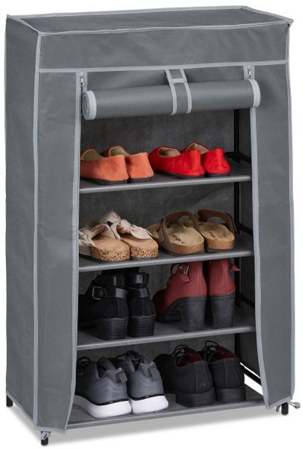 Image of ZENVEXYO 4-Tier Adjustable Cloth Storage Organizer Heavy Duty Plastic Micro Fiber Collapsible Wardrobe