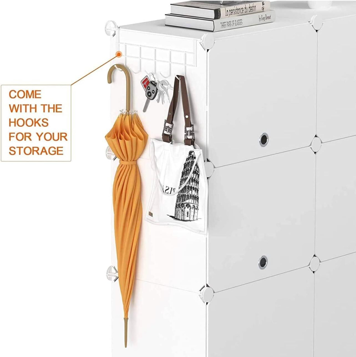 Image of Owme 16-Tier Plastic Shoe Rack with Dustproof Doors - Modular Shoe Cabinet Plastic Shoe Stand