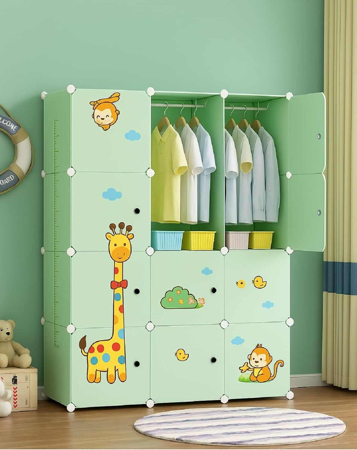 Image of Hemovia 12-Door 12-Shelf Plastic kids Collapsible Cupboard PC Collapsible Wardrobe PC Collapsible Wardrobe