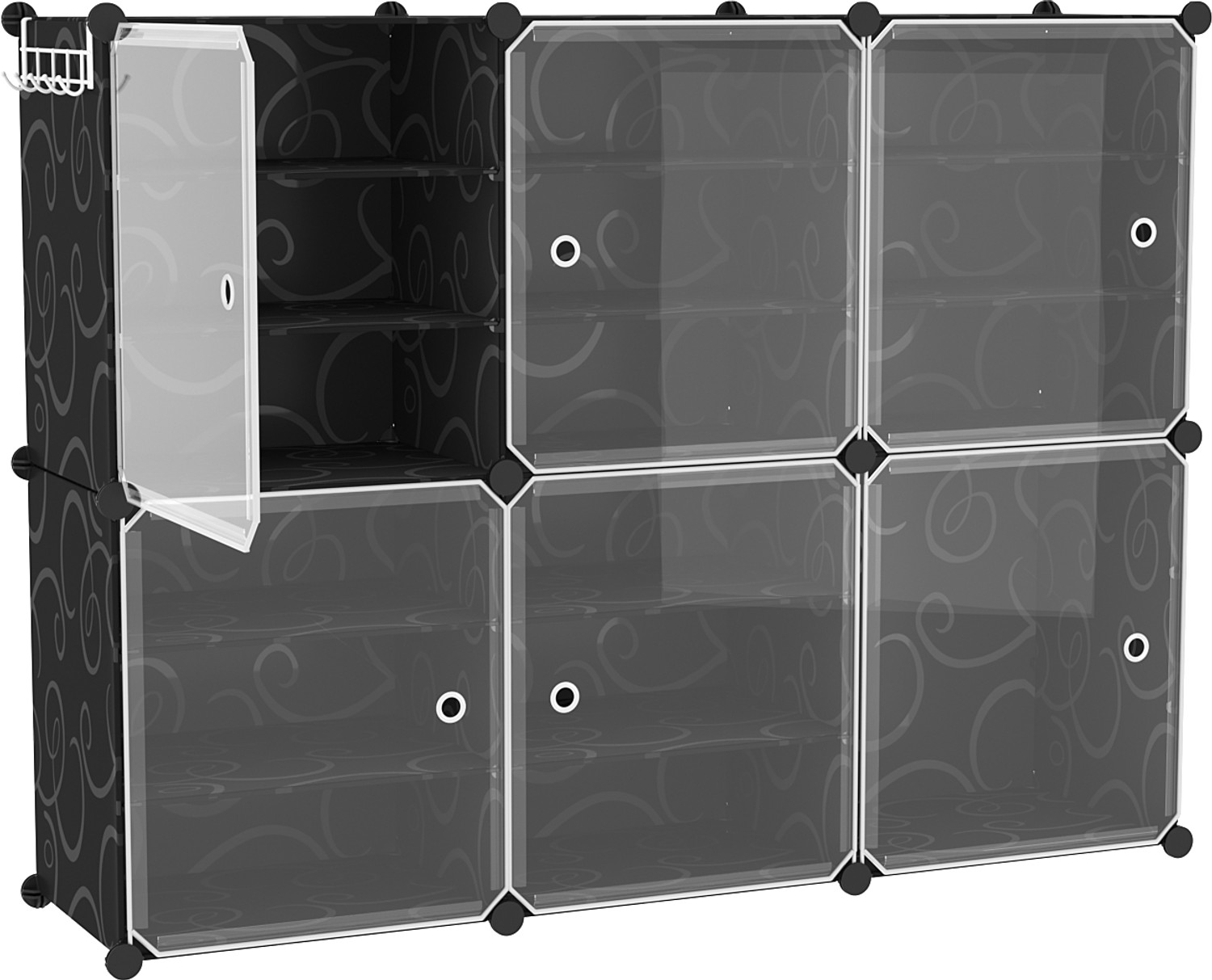 Image of Vozica 18-Shelf-6-Door Plastic Cubort Shoe Rack Metal Collapsible Shoe Stand