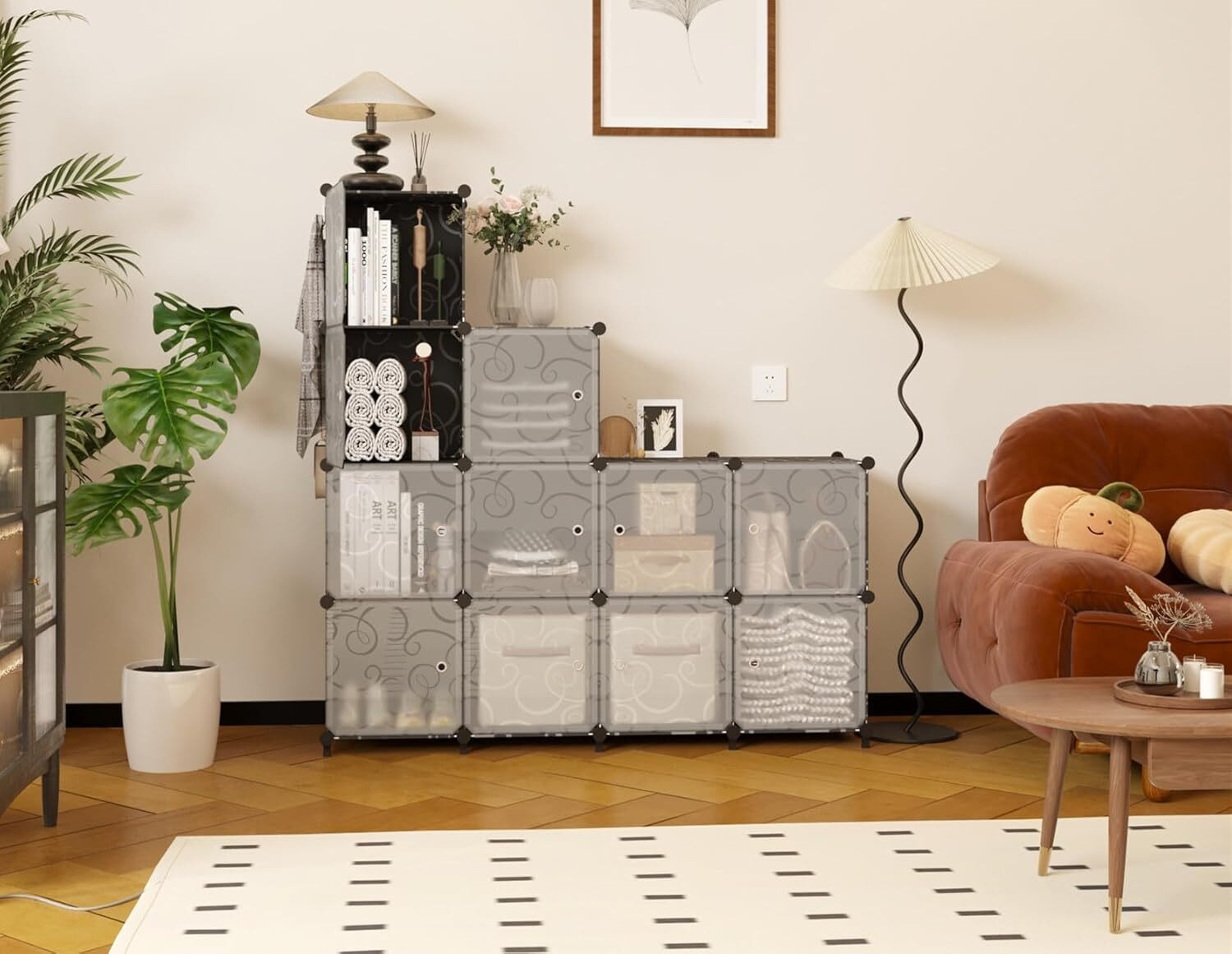 Image of COROID 3-Door-6 Shelf Plastic almari Cupboard of clothes Storage Rack Closest Organizer PC Collapsible Wardrobe