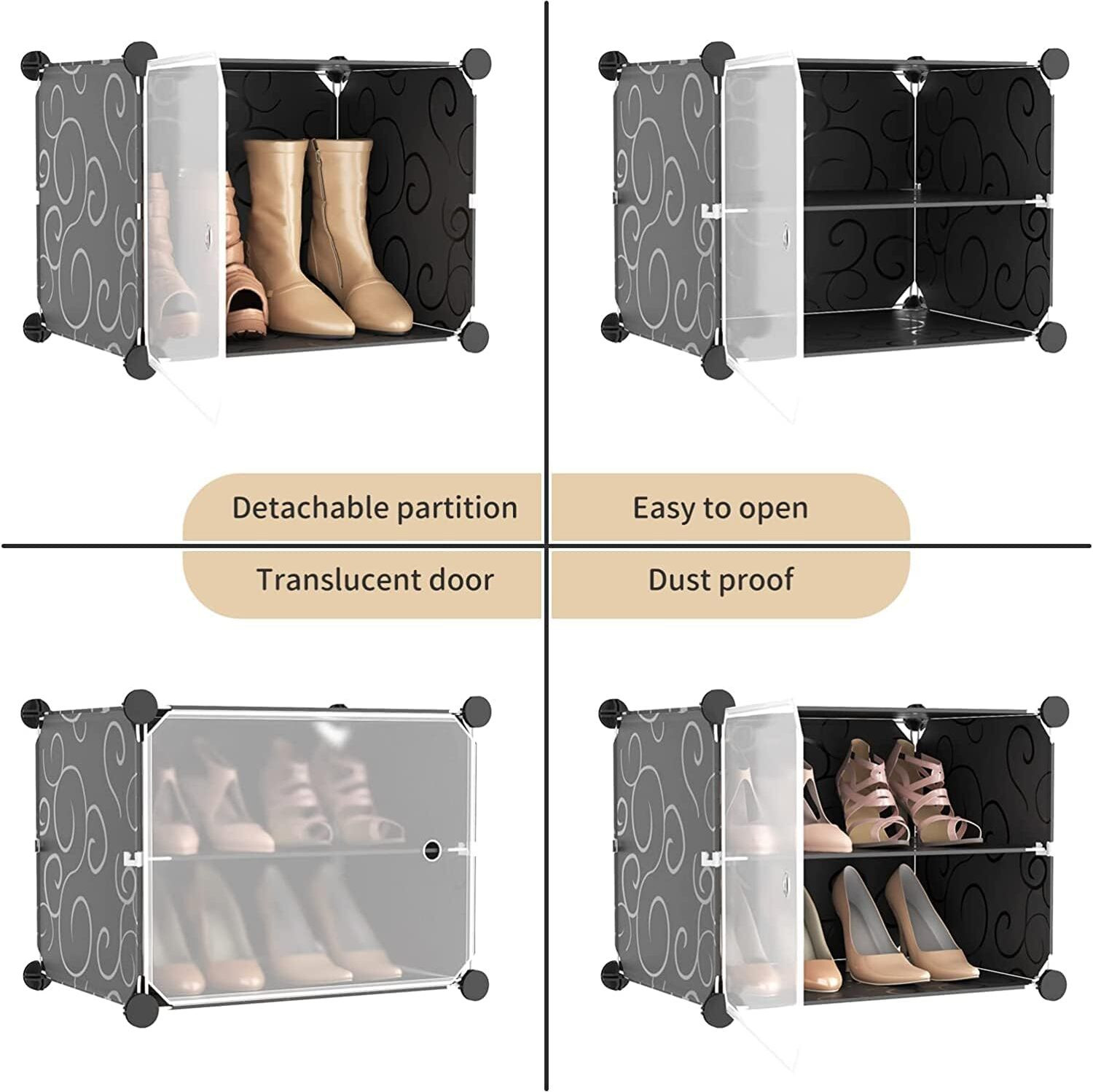 Image of FORMONIX 18-Shelves-6-Door Shoe, Multipurpose Storage Rack for Home Bedroom Living Room Plastic, Metal Collapsible Shoe Stand