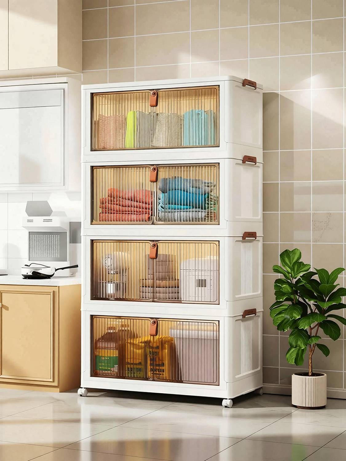 Sasimo 4-Door 4-Shelf Plastic Foldable Cupboard - Image 2