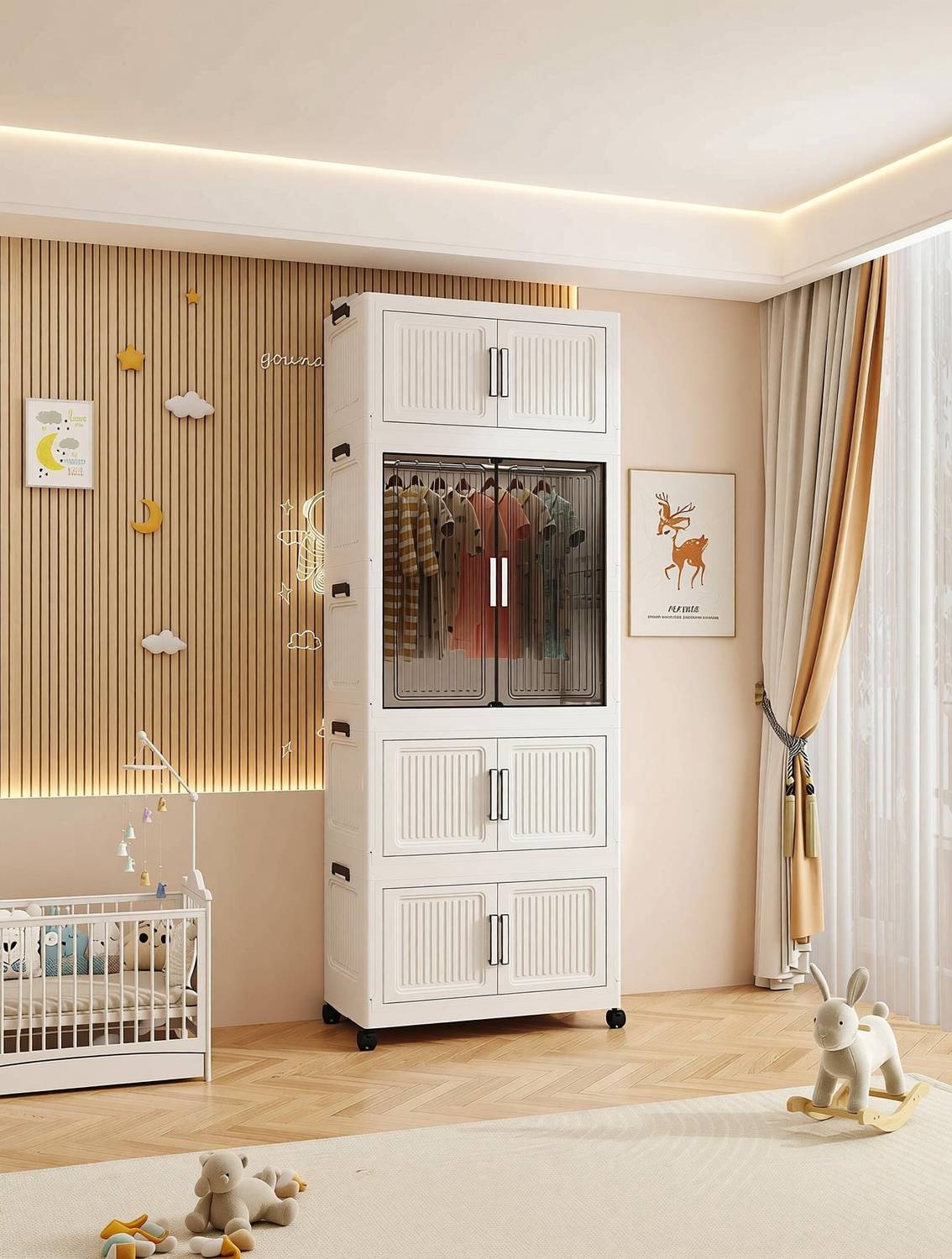 Sasimo 4-Door 4-Shelf Plastic Collapsible Wardrobe - Image 2