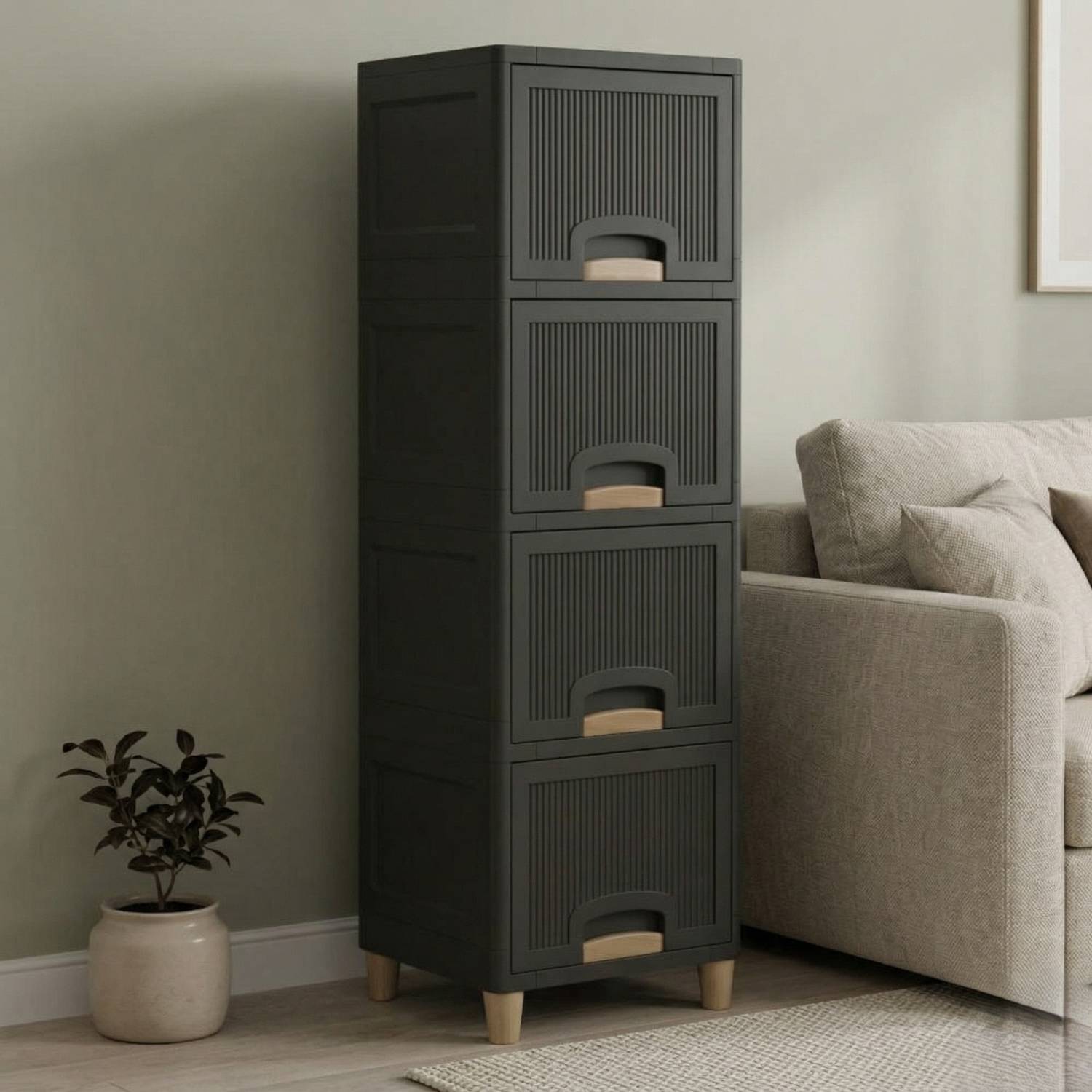 VISEMAN multi layer Drawer Cabinet with Balanced Weight Distribution PP Collapsible Wardrobe