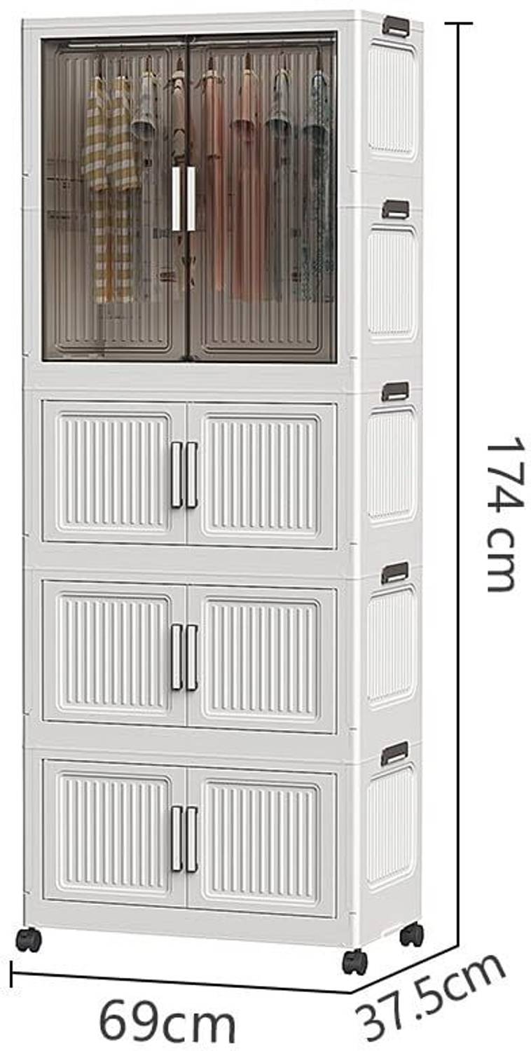 4-Shelf almirah of clothes, cupboard clothes , plastic almirah, wardrobe plastic PP Collapsible Wardrobe - Image 2