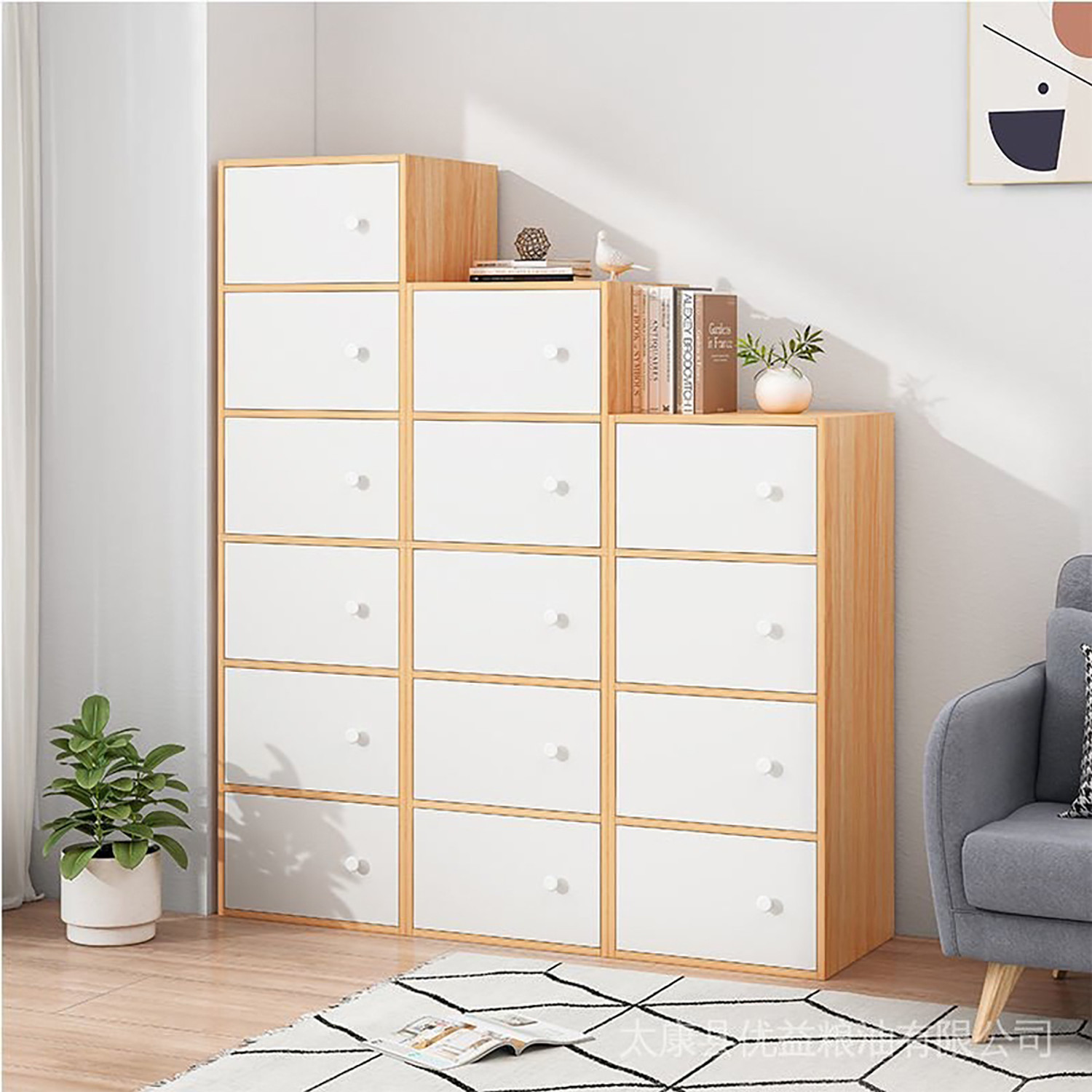 Image of Sasimo 6-Door 6-Shelf Closet Engineered Wood Collapsible Cupboard PC Collapsible Wardrobe