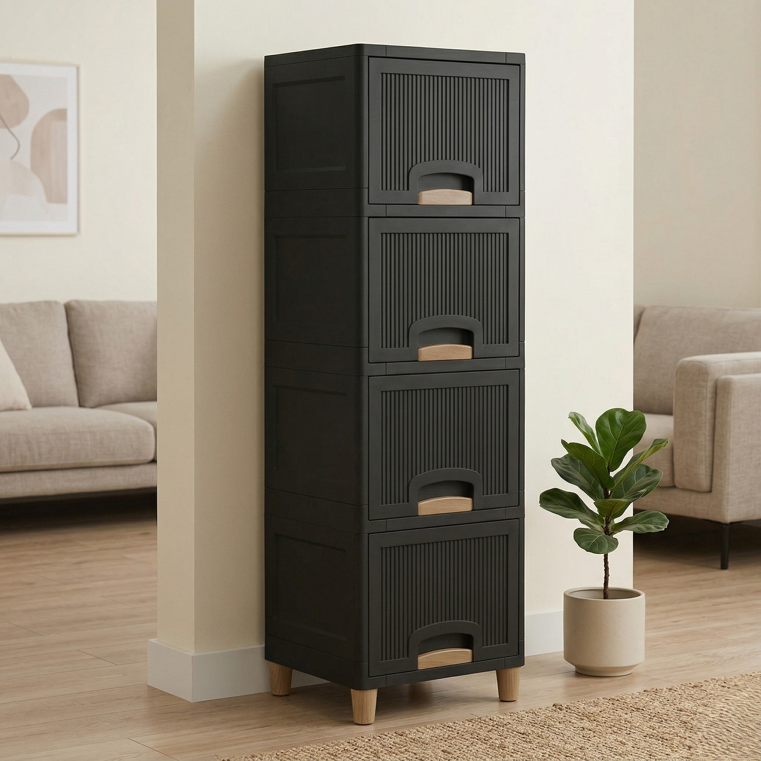 Image of VISEMAN multi layer Drawer Cabinet with Balanced Weight Distribution PP Collapsible Wardrobe