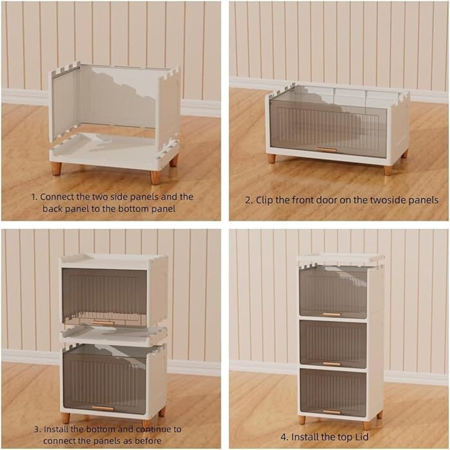 Image of Owme Multipurpose Collapsible Wardrobe Stand with Transparent Door, Cloths Wardrobe Carbon Steel Collapsible Wardrobe