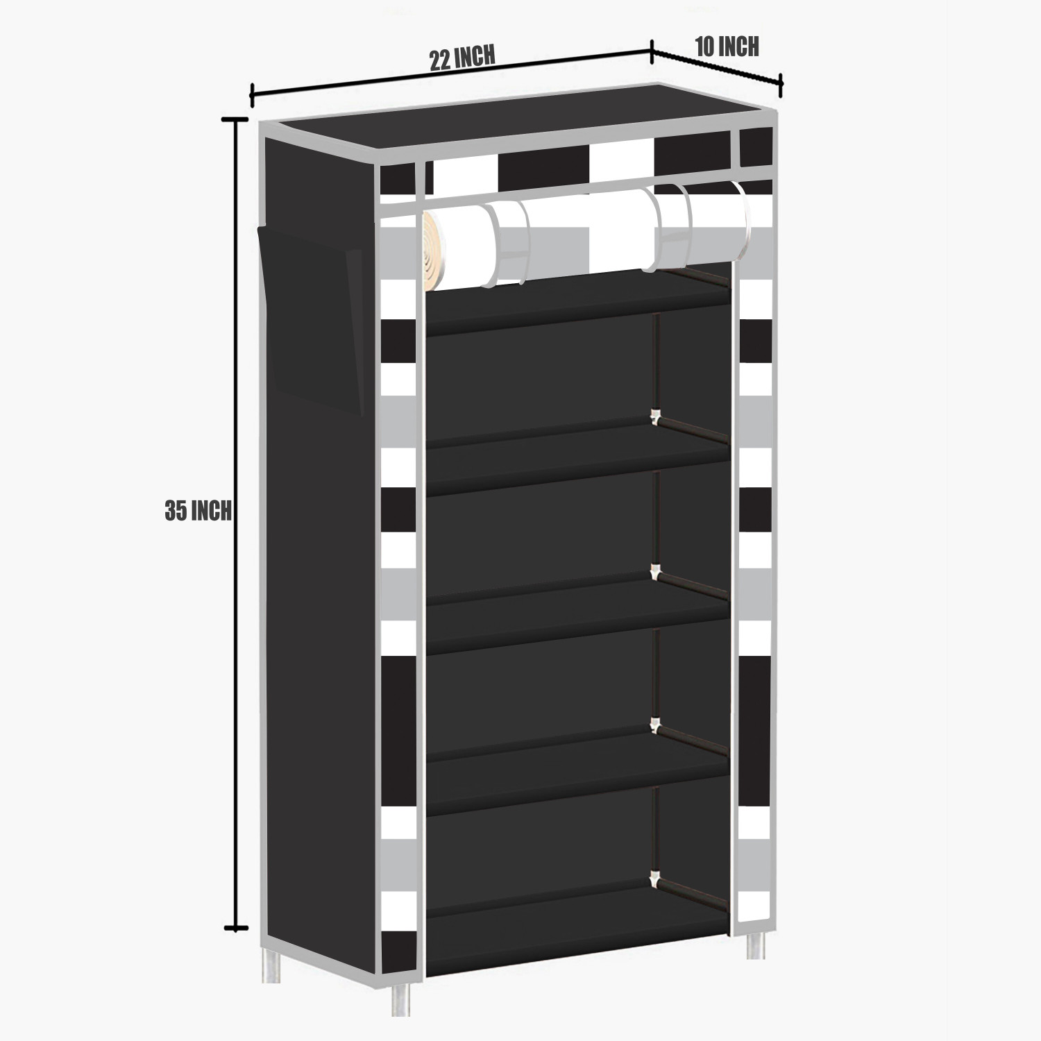 Image of aks groups 5 Shelf Foldable Collapsible ShoeRack Metal Shoe Stand