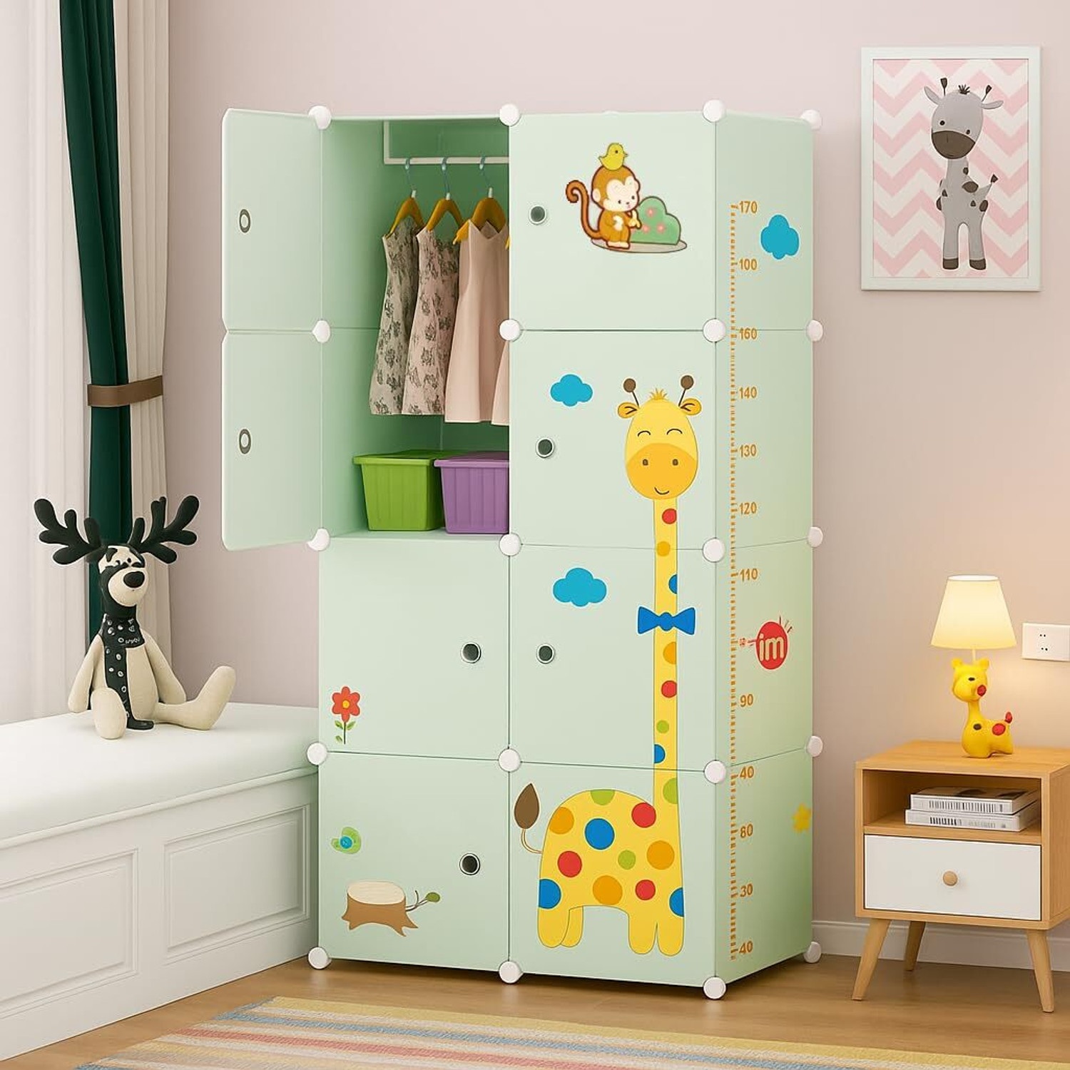 Image of Hemovia 8-Door 8-Shelf Plastic kids Collapsible Cupboard PC Collapsible Wardrobe PC Collapsible Wardrobe