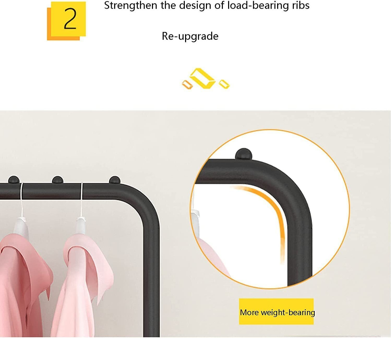 Image of CREXOS Aluminium Wall Cloth Dryer Stand Storage Rack 6 Hooks Coat and Umbrella Metal PP Collapsible Wardrobe