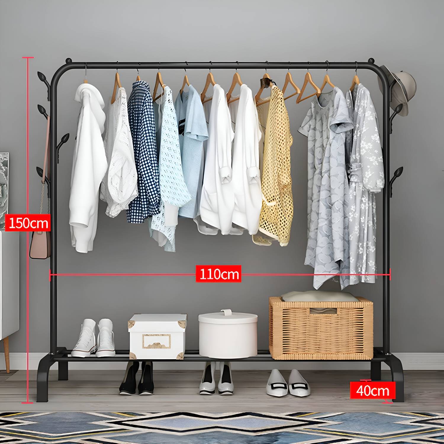GK-JLPV Heavy Duty Carbon Steel Freestanding Garment Rack - Image 3