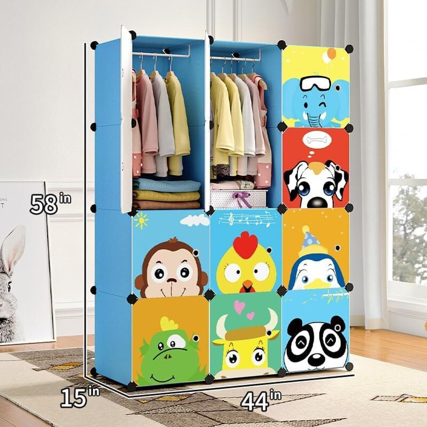Image of Hemovia 12-Door 12-Shelf Plastic kids Collapsible Cupboard PC Collapsible Wardrobe PC Collapsible Wardrobe