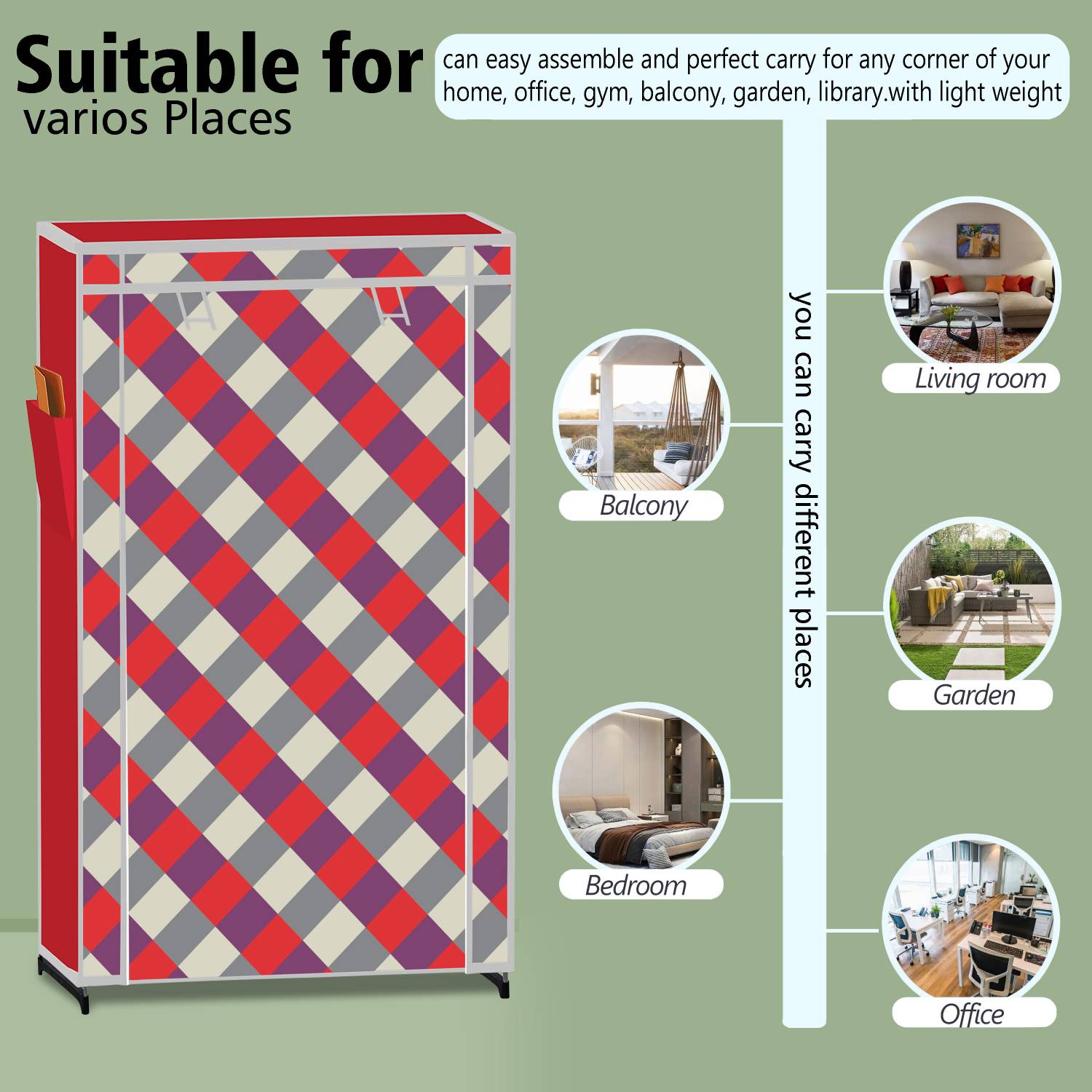 MEZIRE 6 Shelf Foldable Wardrobe - Image 3
