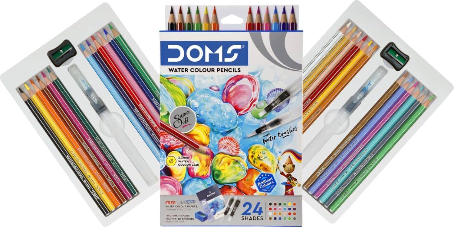 DOMS Water Colour Pencils 24 Shades with Brushes - Image 2