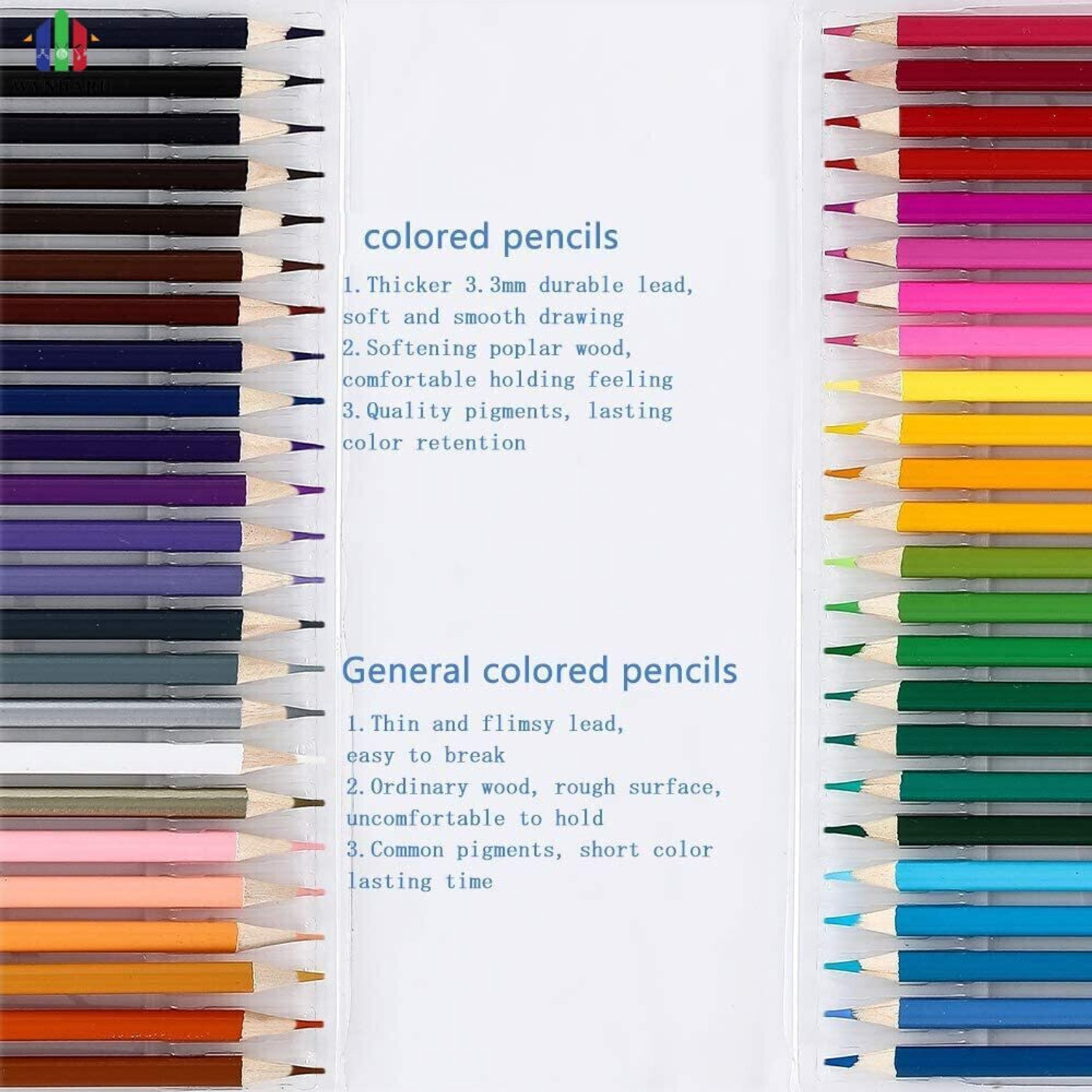 Image of Wynhard 48 Pcs Oil Based Color Pencils Set Drawing Kit Colored Pencils Round Shaped Color Pencils