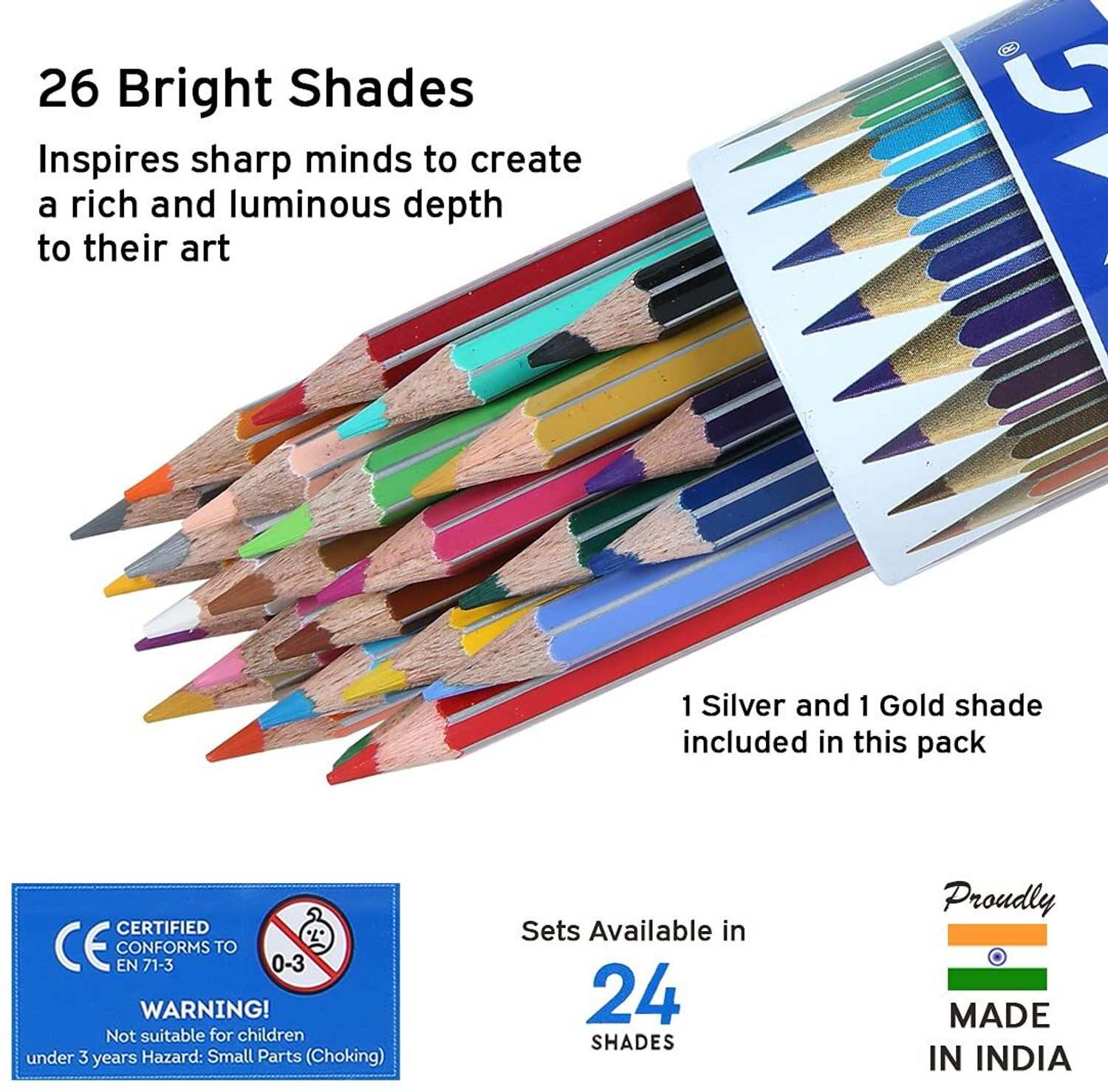 Image of DOMS Non Toxic 24 Shades With Tin Hexagonal Shaped Color Pencils