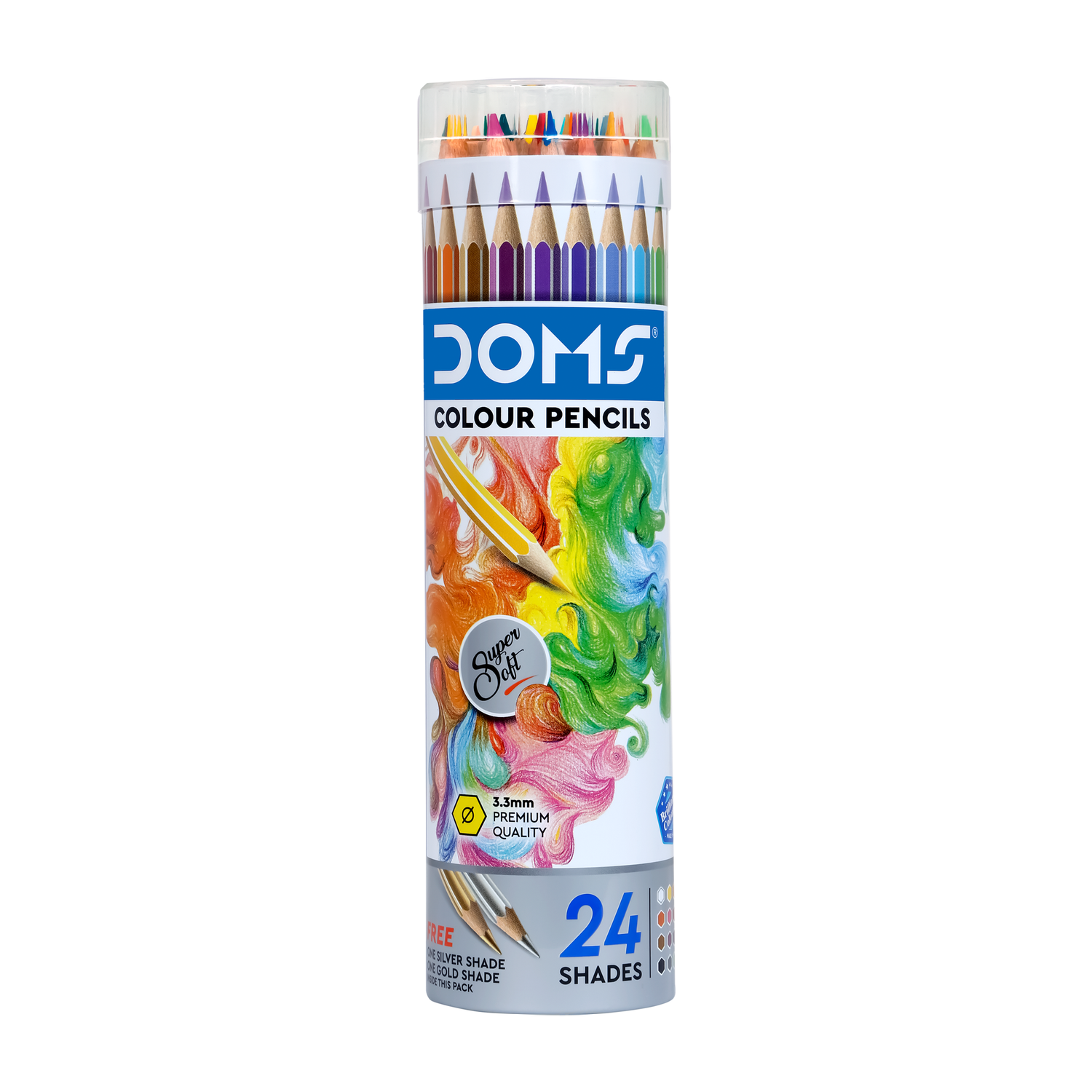 Image of DOMS Non Toxic 24 Shades With Tin Hexagonal Shaped Color Pencils