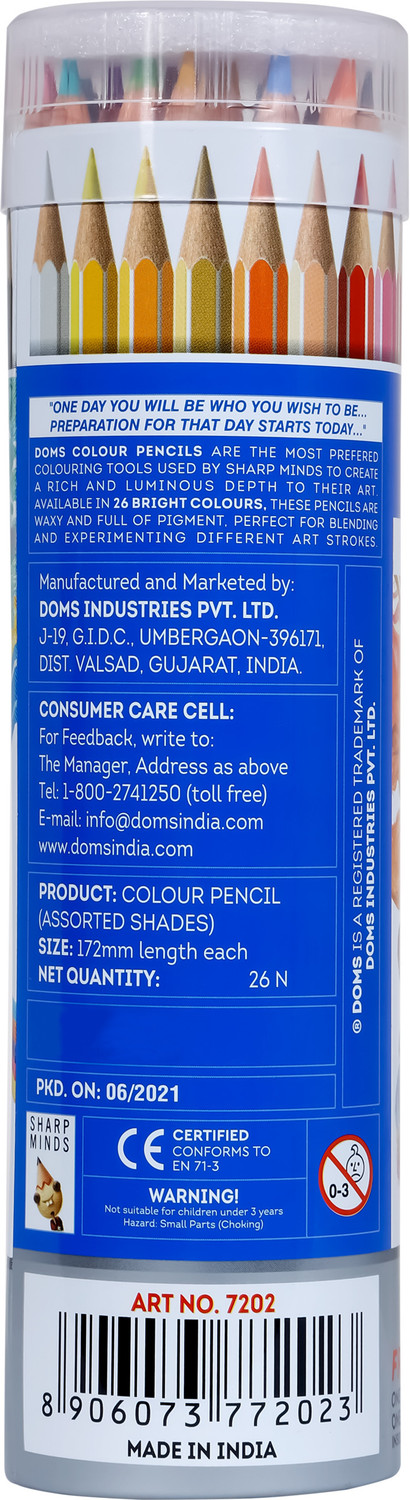 Image of DOMS Non Toxic 24 Shades With Tin Hexagonal Shaped Color Pencils