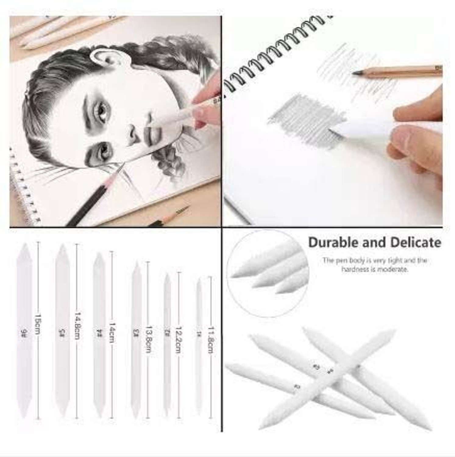 Image of Ortan 6Sketch & Blending Pencil+Stump Sharpener+1 Kneadable Eraser &13cm Pencil Extndr Round, etc Shaped Color Pencils
