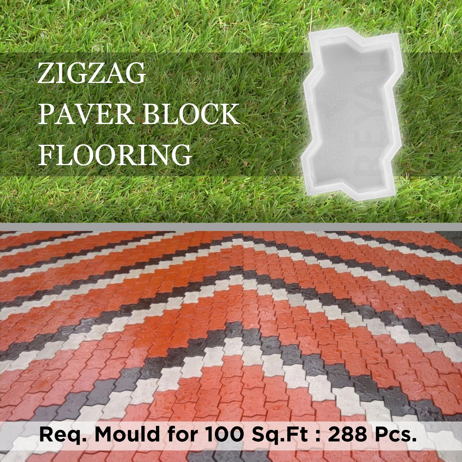 Image of Reyal Plastic Zigzag /Unipaver Block mould(60mm) Interlocking Paver Mould(Pack of 10) Column Cap & Base